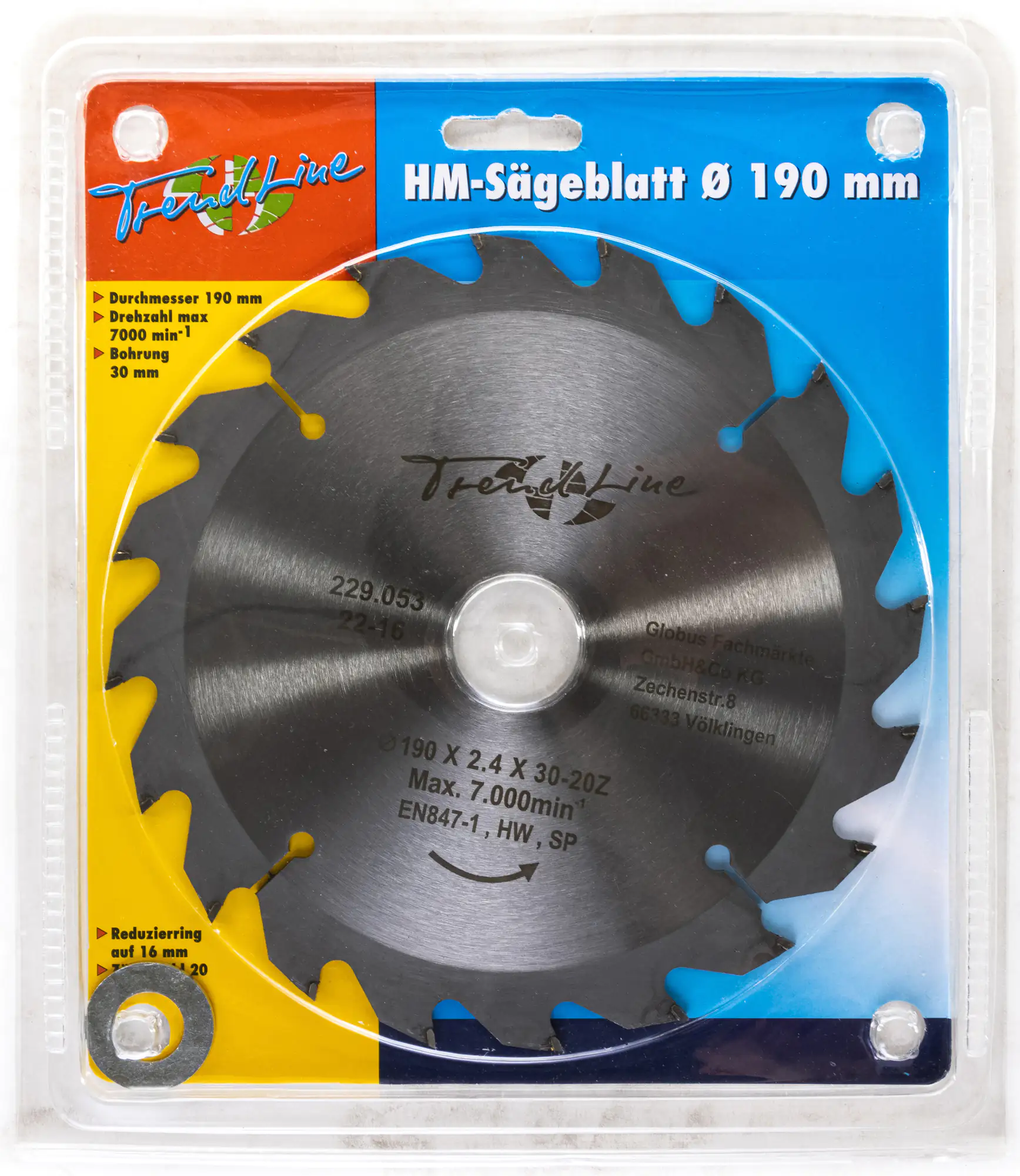 TrendLine HM-Kreissägeblatt Ø 190 mm Bohrung Ø 30 mm