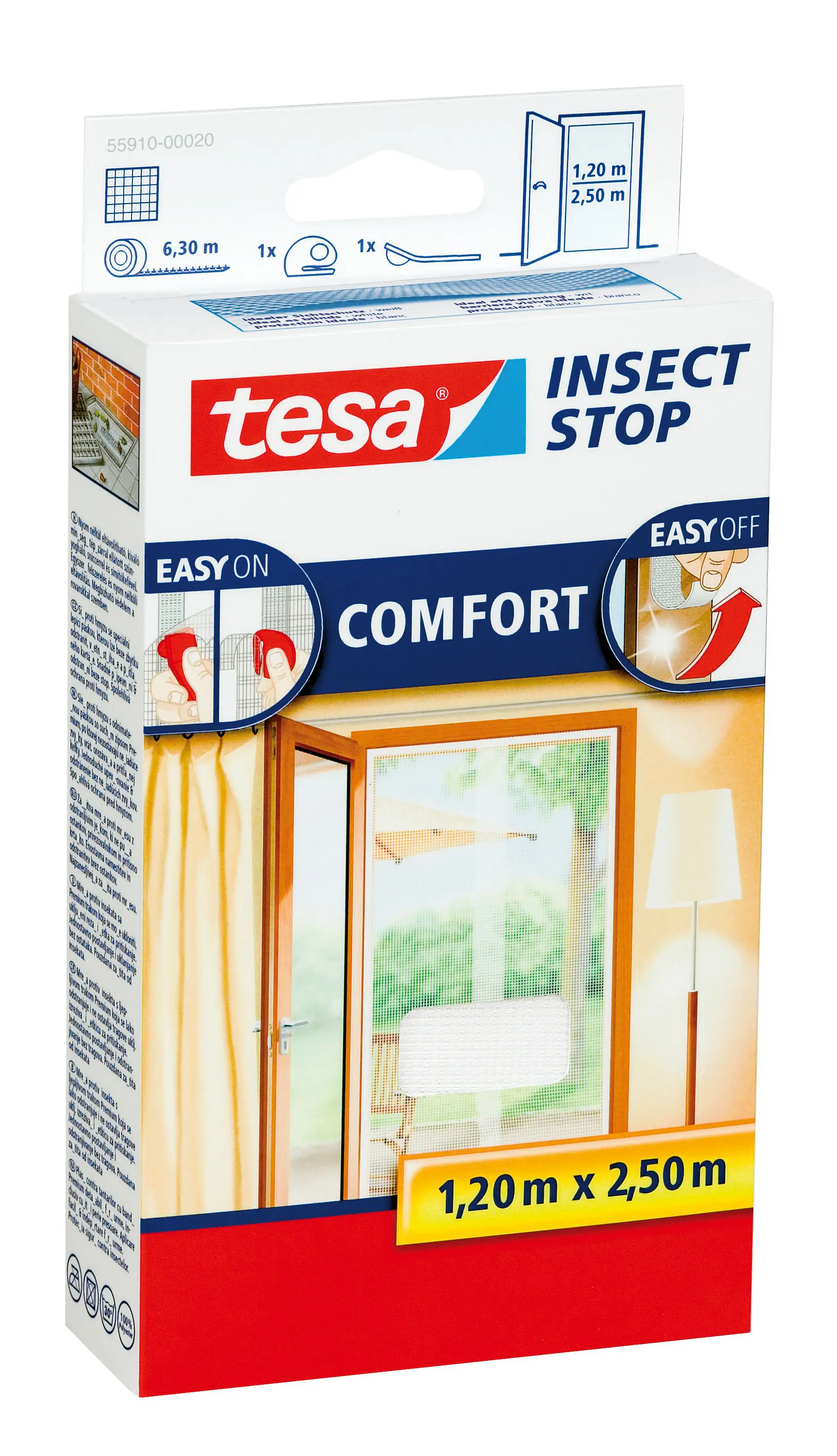 tesa Insektenschutz-Klettbandsystem 2 x (0,65 m x 2,5 m) weiß