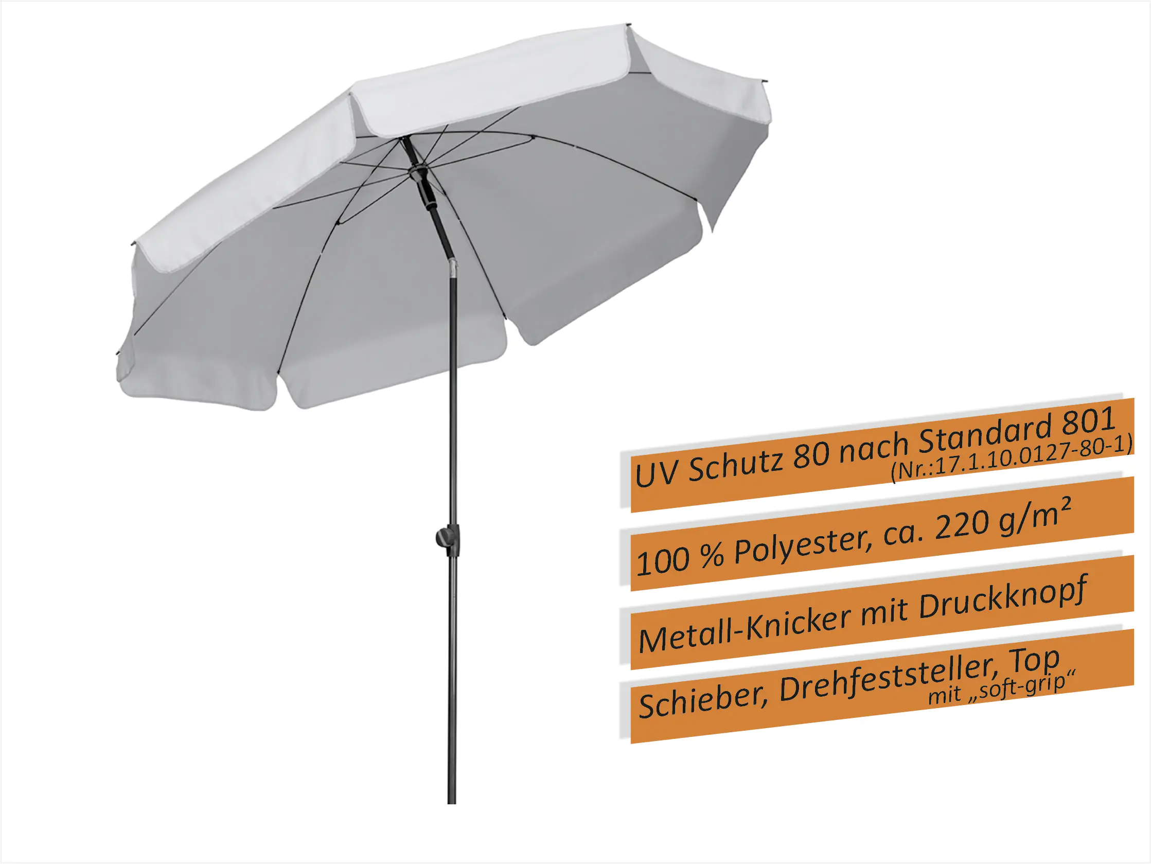 Schneider Sonnenschirm Aquila silbergrau Ø 200 cm