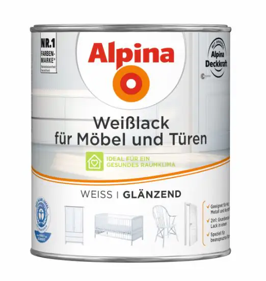 Alpina Weißlack für Möbel & Türen 750 ml weiß glänzend