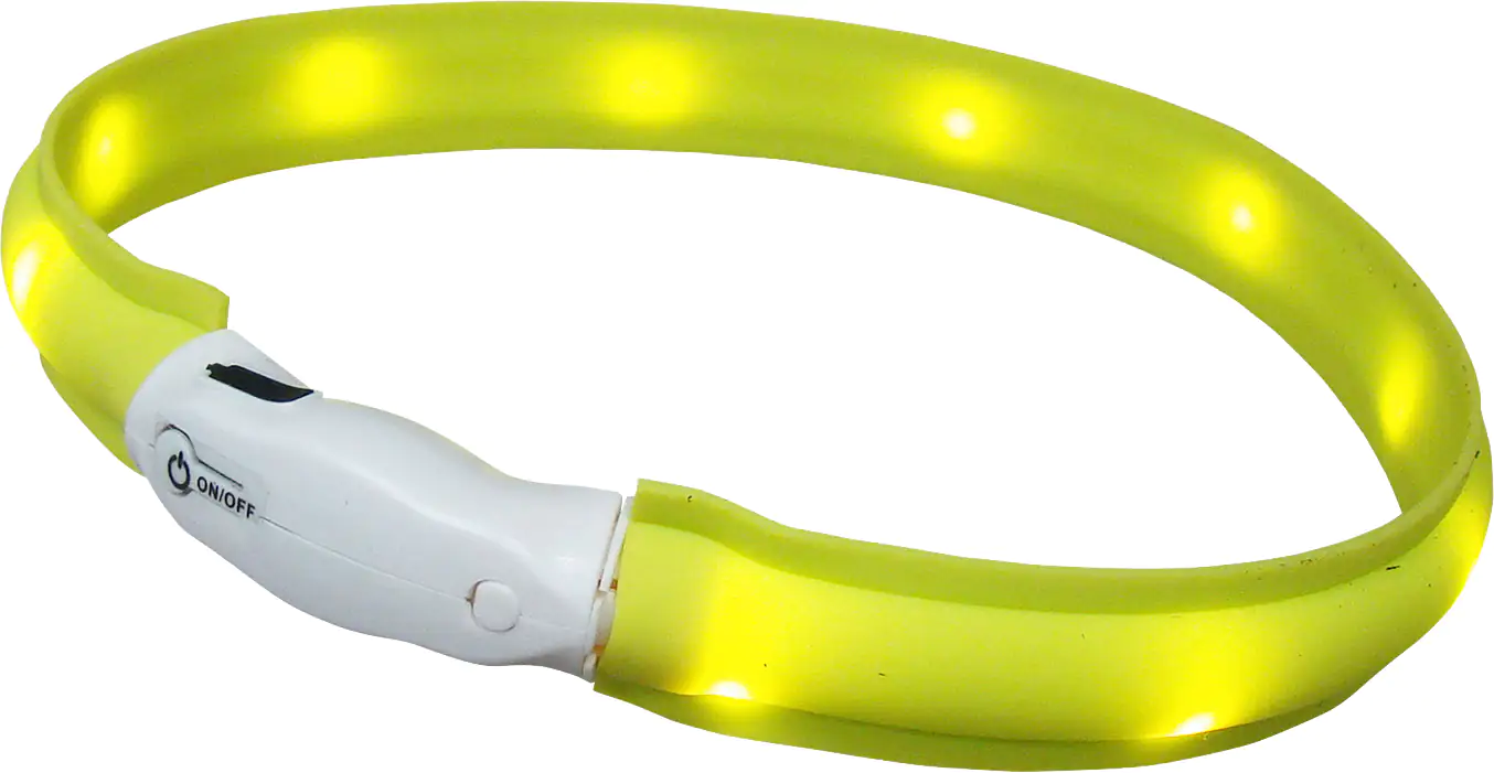 Nobby LED Leuchthalsband Visible breit gelb für Hunde mit längerem Fell