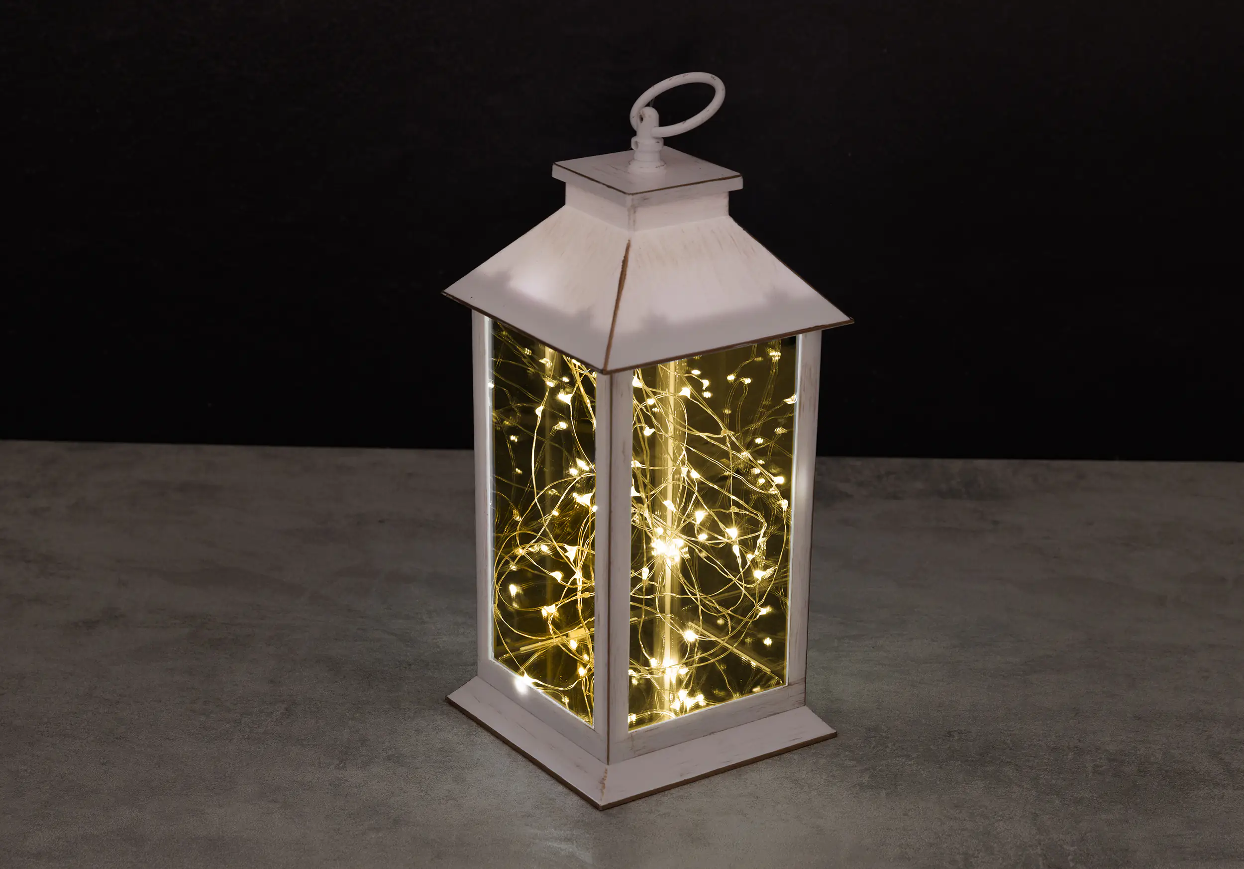 TrendLine LED Laterne weiß 34 x 14 cm warmweiß-bunt Außen mit Timer