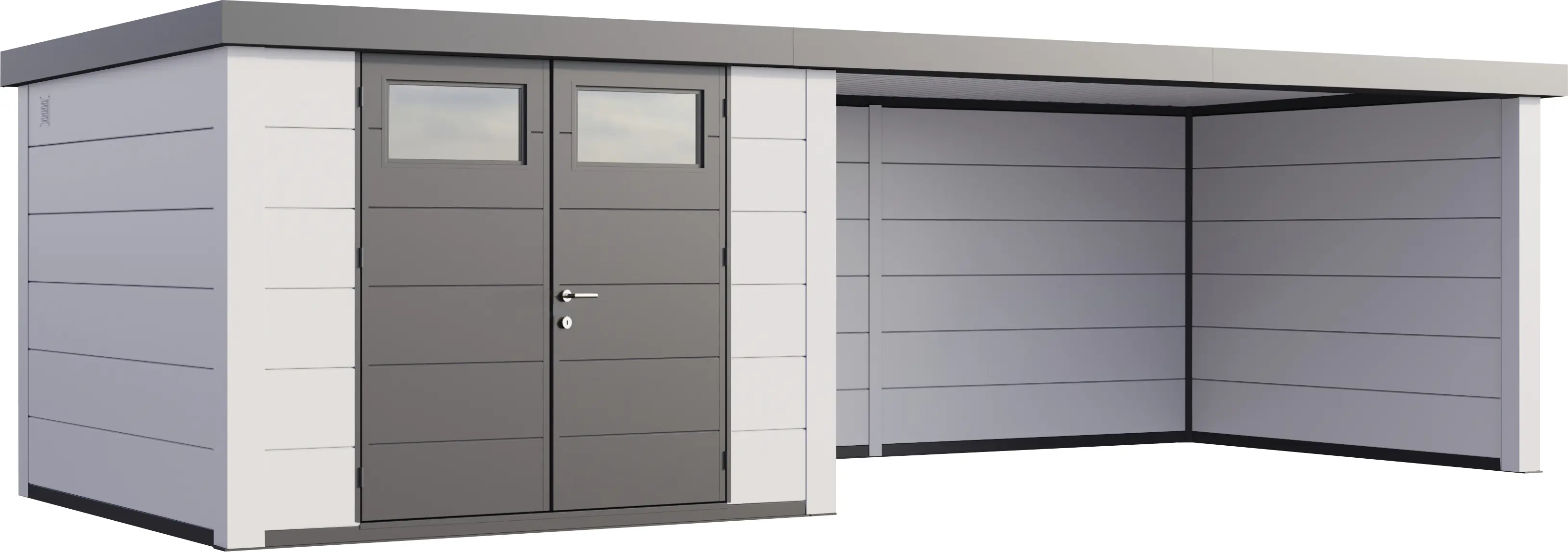 Telluria Gerätehaus Classico Lounge XL 3030 rechts EW weiß 762 x 298 cm