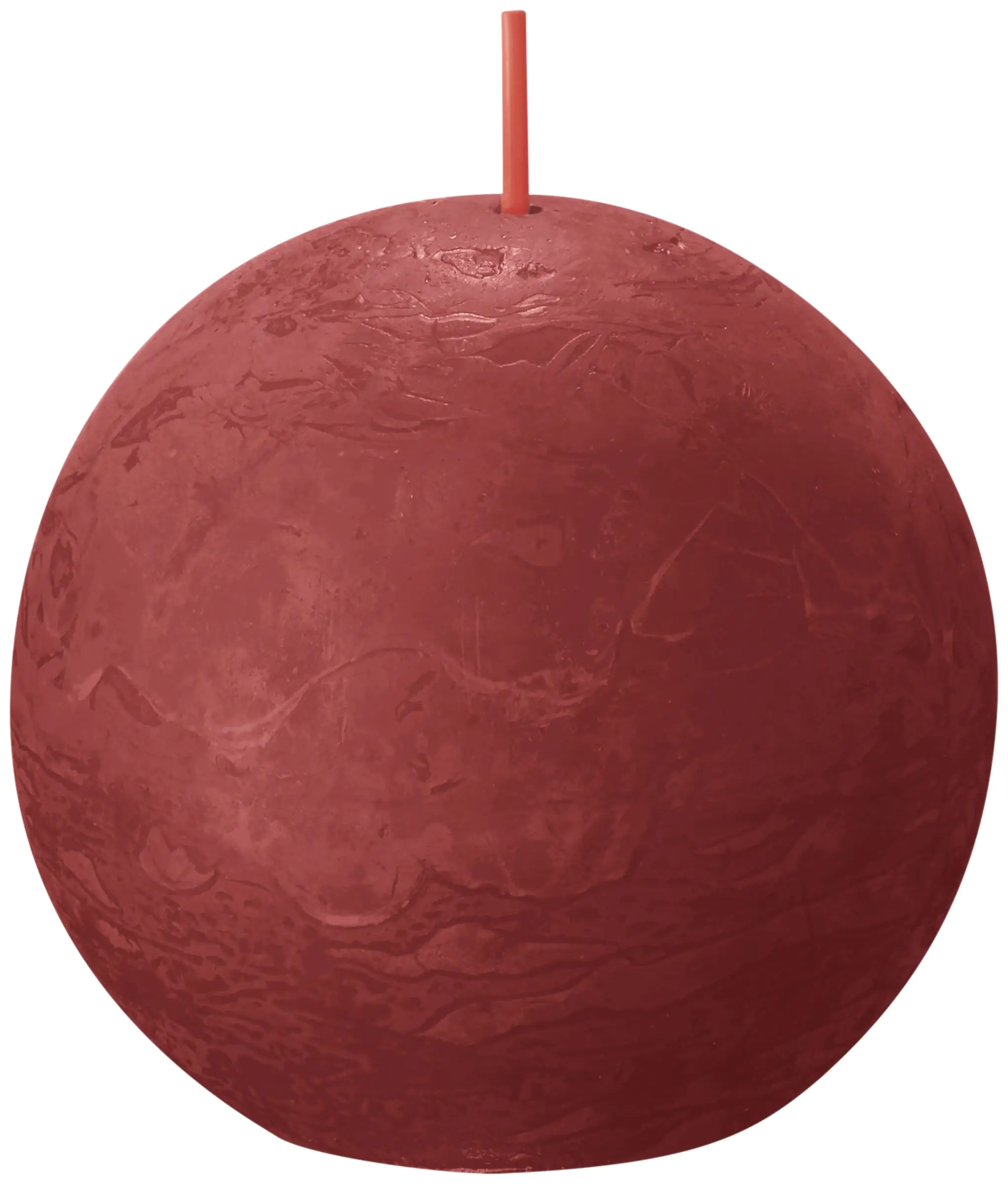 Bolsius Rustik Kugelkerze zartes rot, Durchmesser: 7,6 cm
