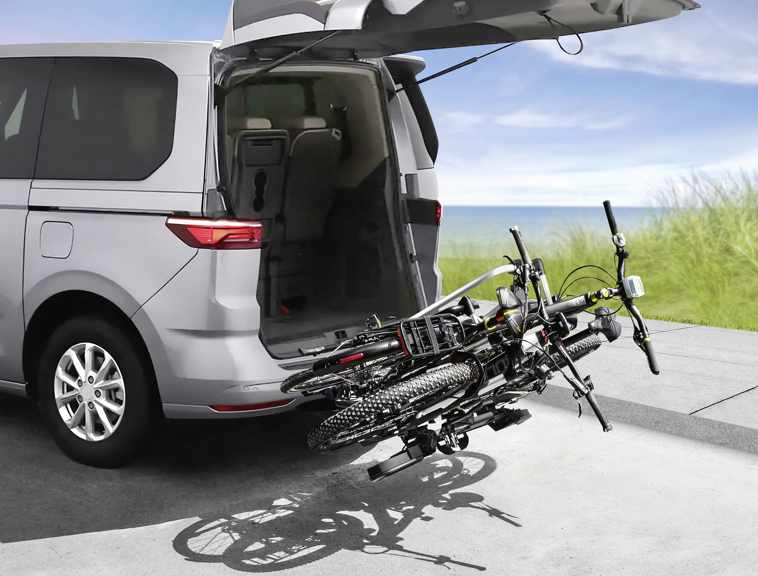 EUFAB Fahrradträger TECDC1+ LED für 2 Fahrräder und große Heckklappen komplett vormontiert