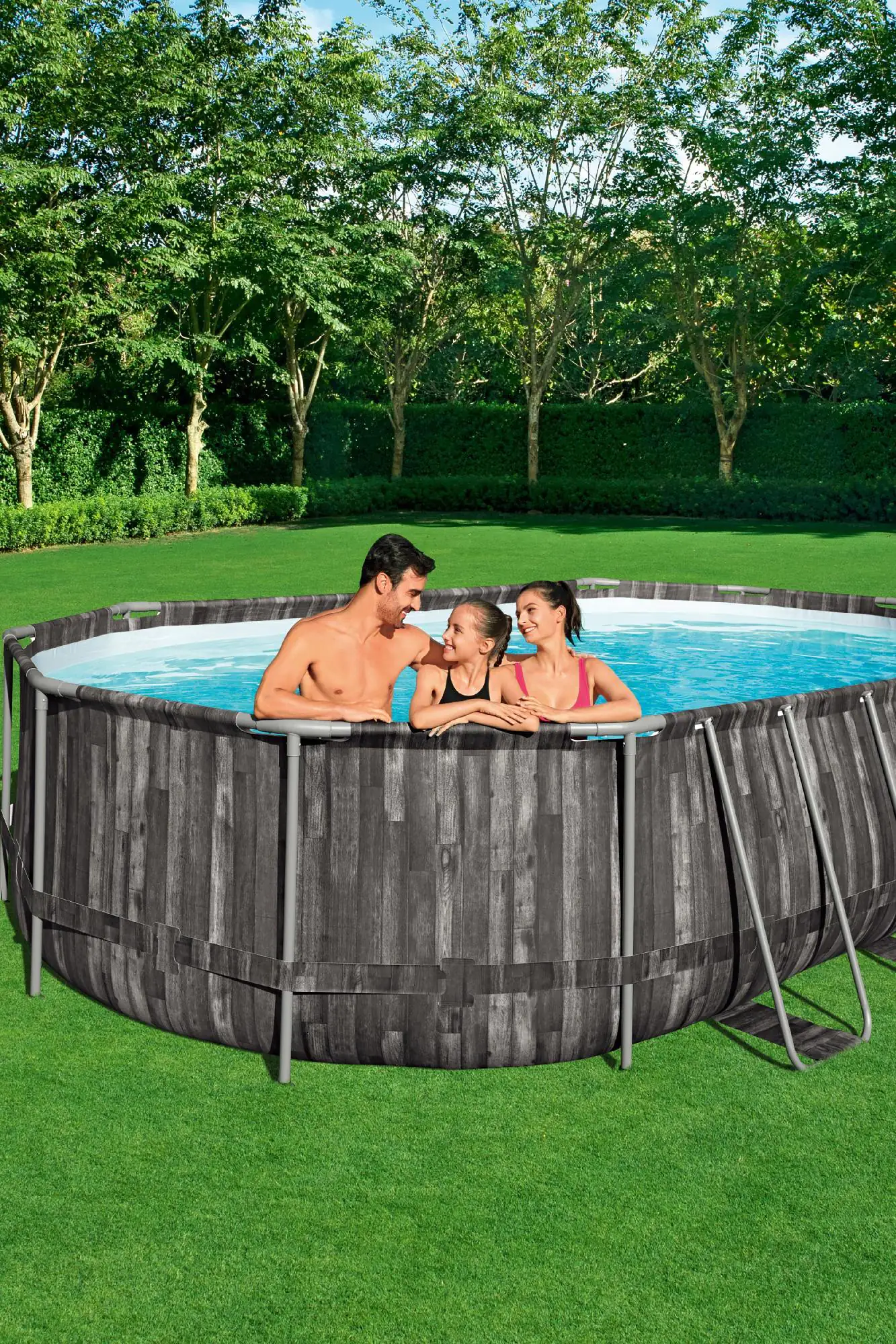 Bestway Power Steel Frame Pool Komplett-Set oval 610 x 366 x 122 cm