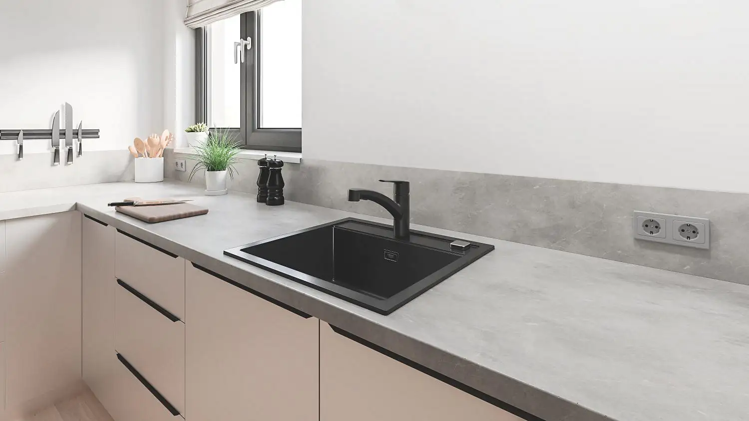 Grohe Quickfix Küchenarmatur START schwarz matt mit Handbrause