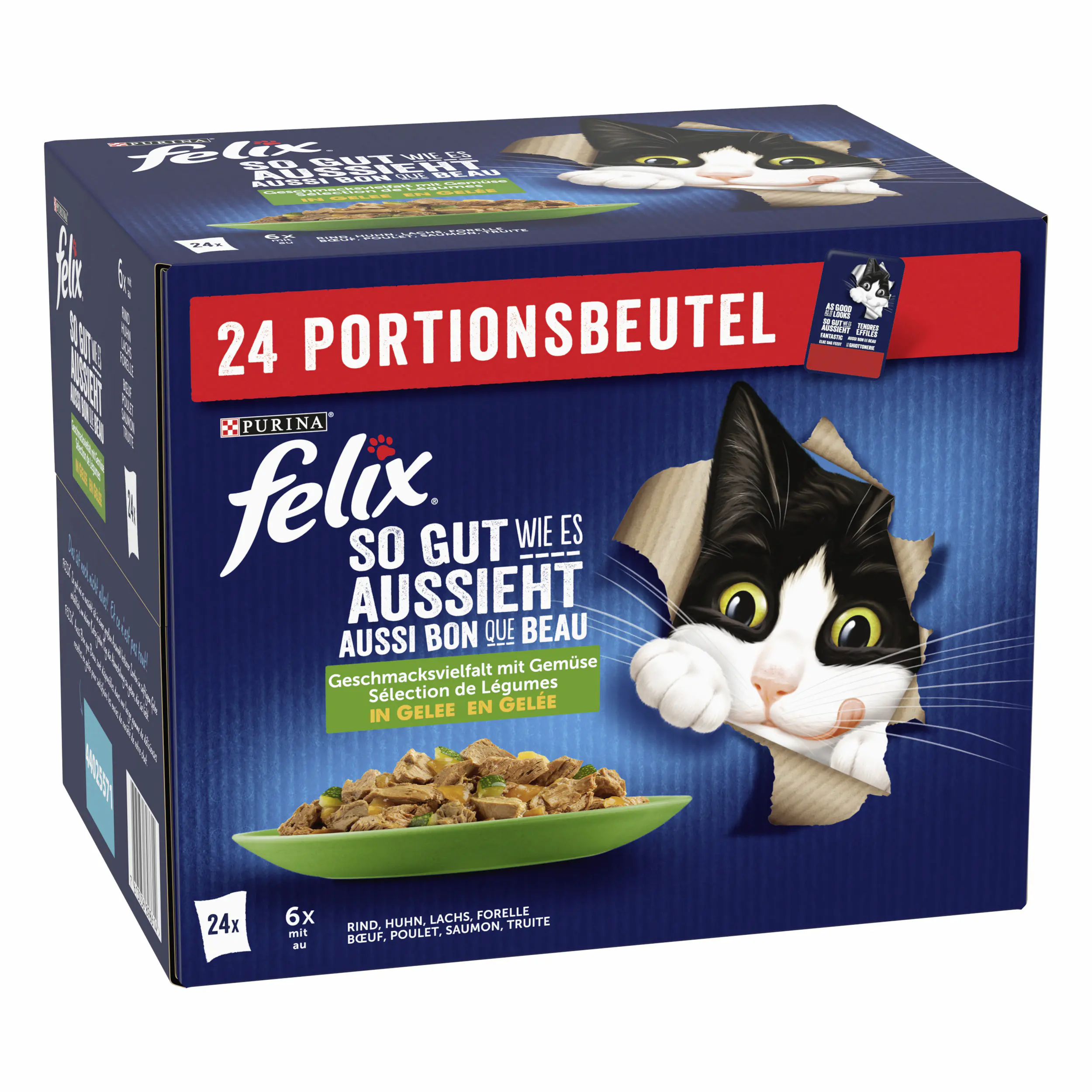Felix Geschmacksvielfalt vom Land in Gelee mit Gemüse Katzenfutter 24 x 85g