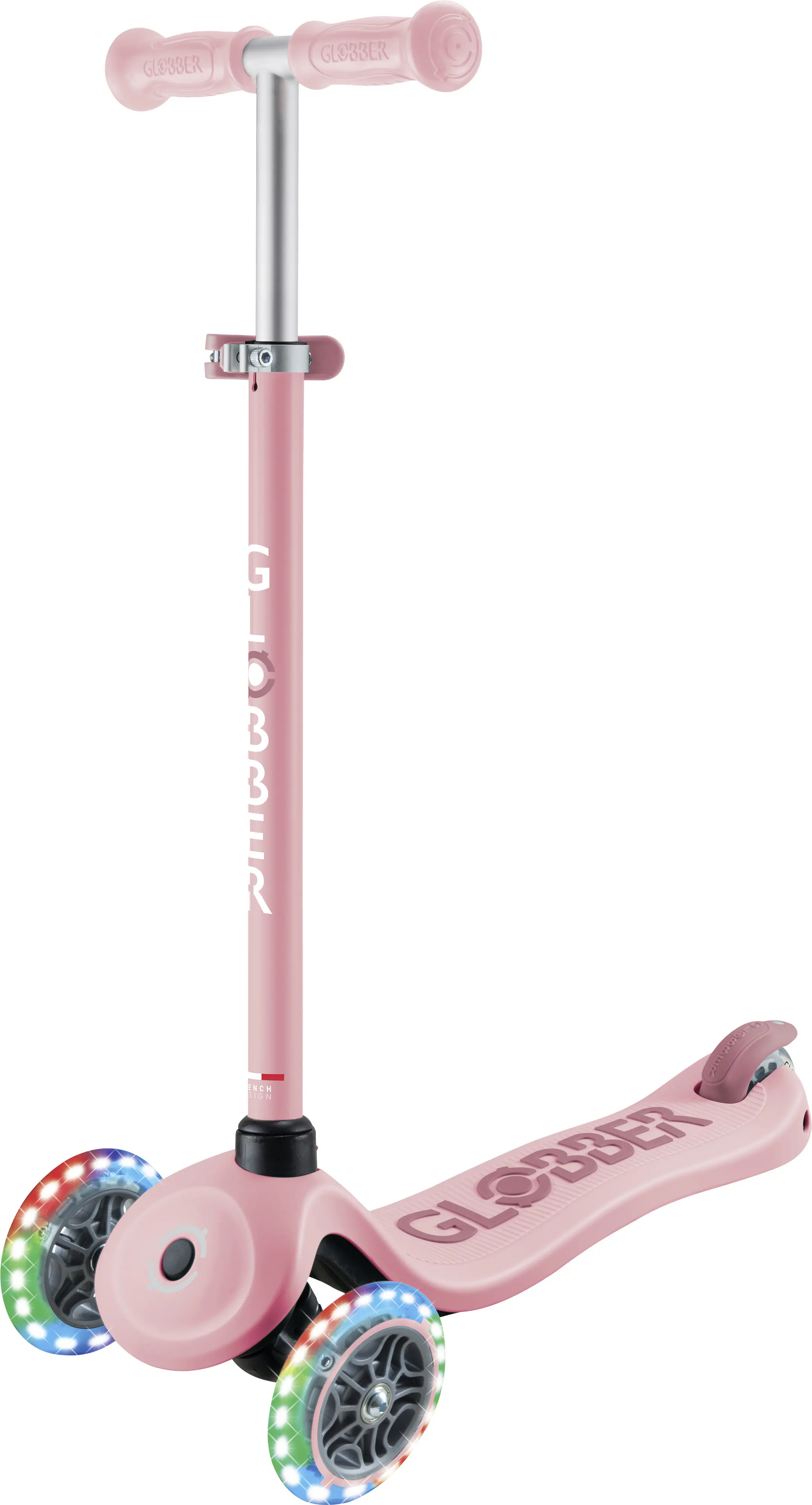 Globber Scooter 3in1 Junior Go-Up Sporty Lights pastellrosa mit Leuchtrollen