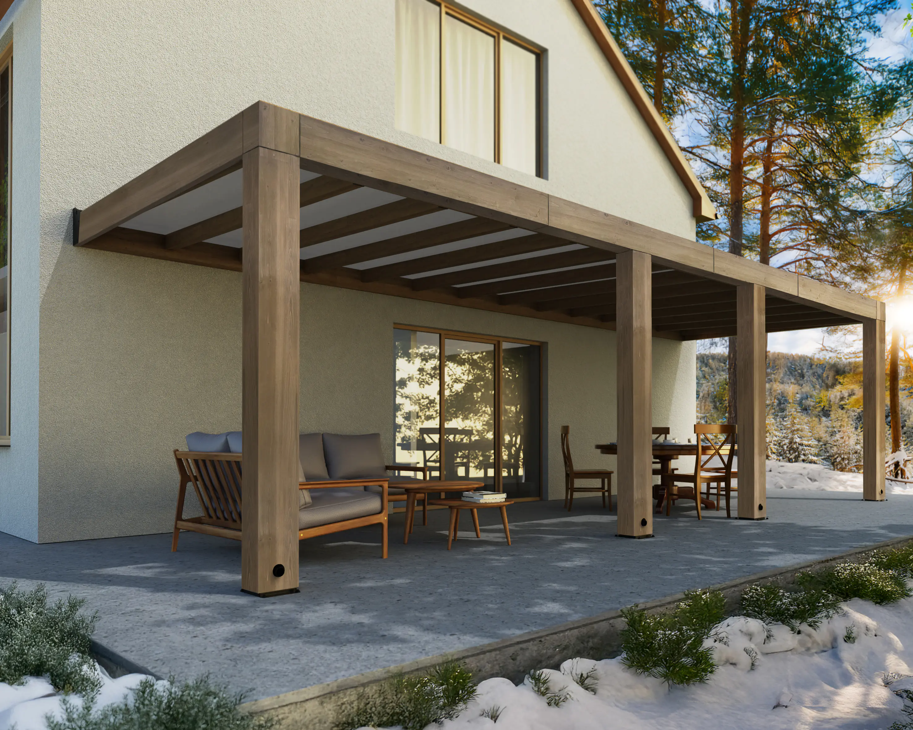 Canopia Terrassenüberdachung Helsinki Holz 860 x 294 cm braun