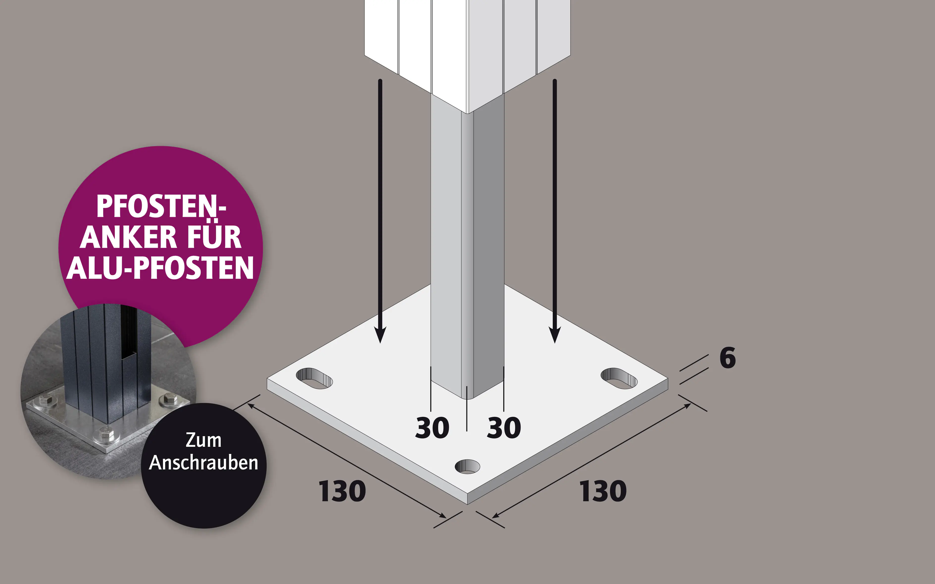 Ambiente Pfosten-Anker zum Anschrauben