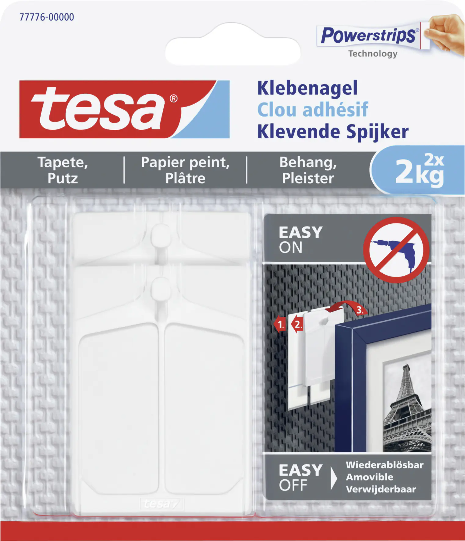 tesa Klebenagel Traglast 2 kg, 2 Stück
