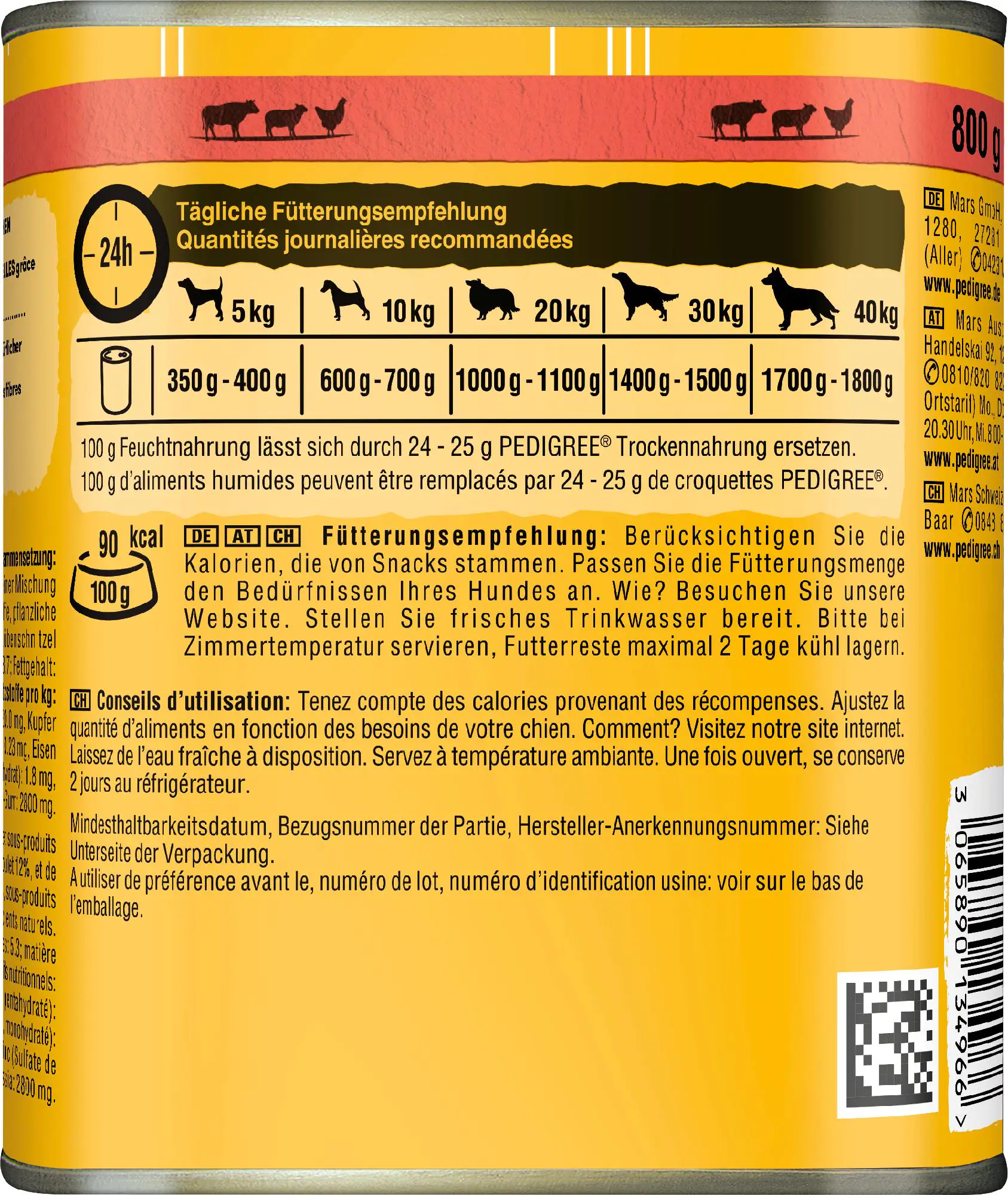 Pedigree Classic Hundenassfutter Adult 800 g Rind, Lamm & Huhn