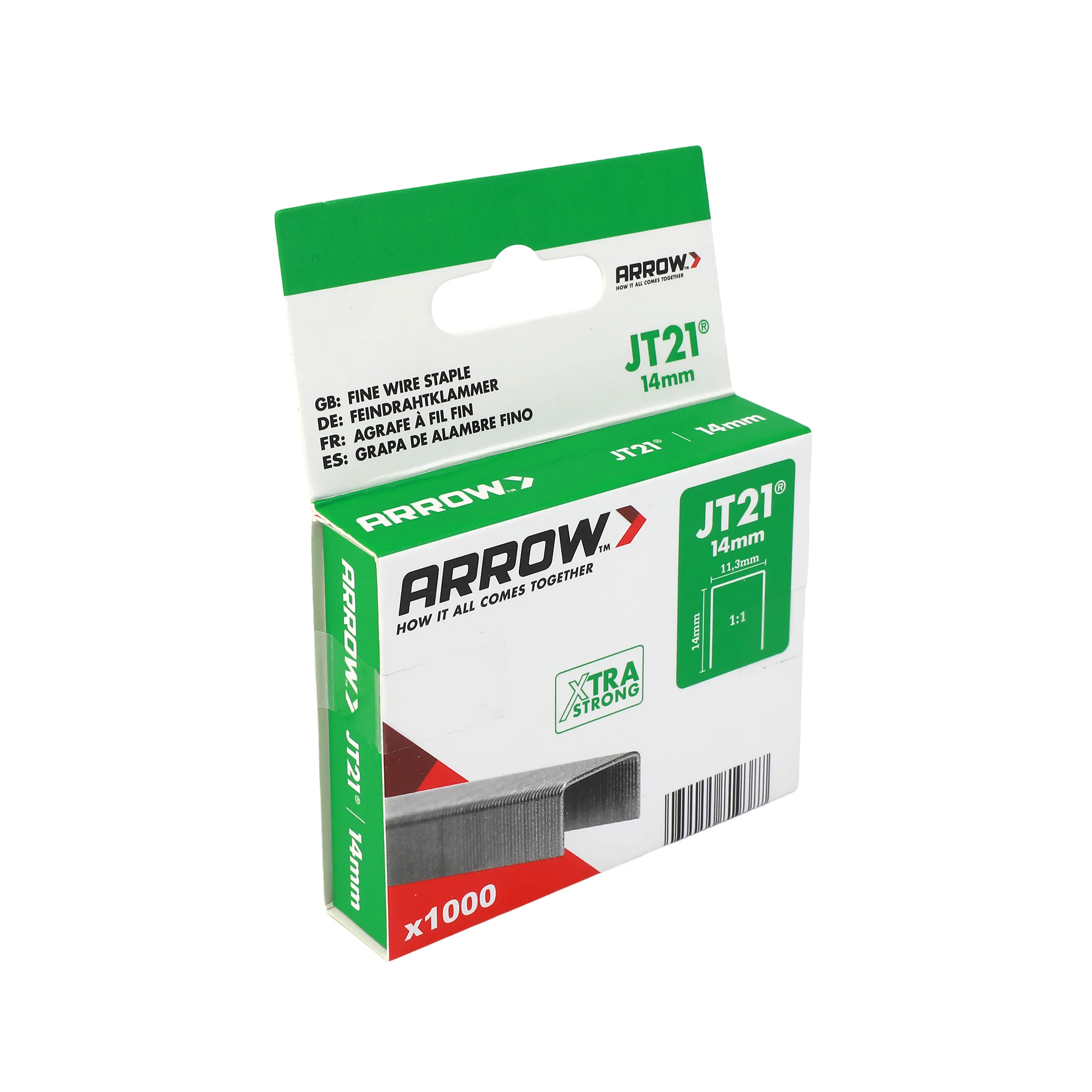 Arrow Tackerklammer Feindraht JT21 14 mm Stoff & Gewebe 1000 Stück