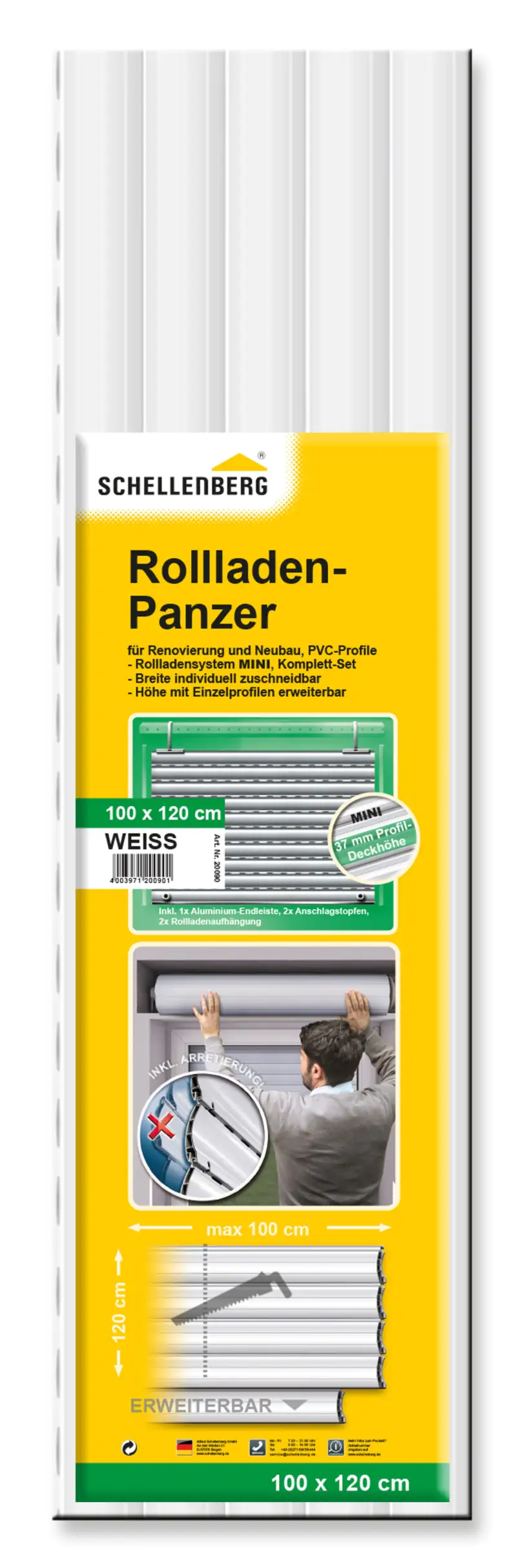 Schellenberg Rollladenpanzer Mini, weiß, 100 x 120 cm