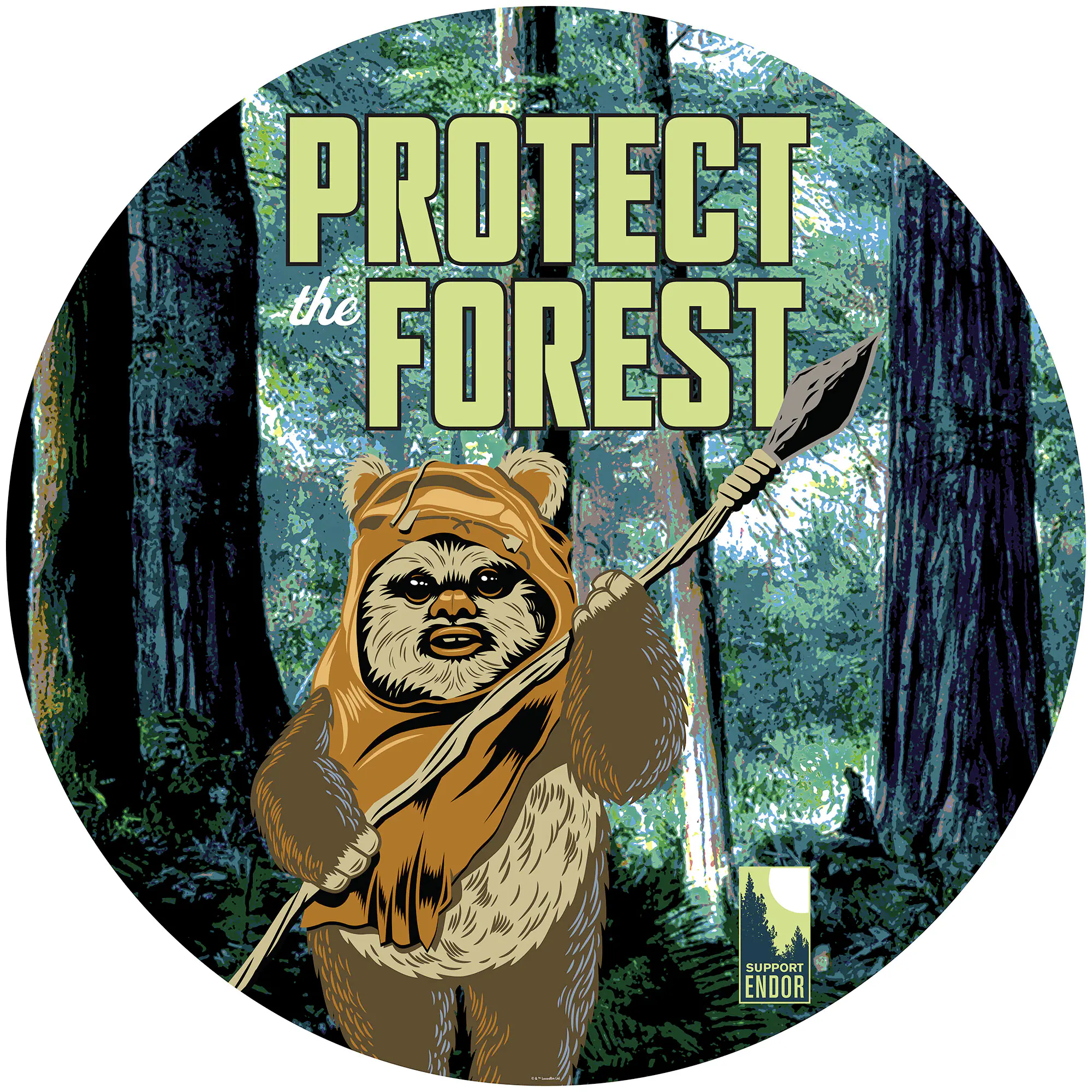 Komar Vlies Fototapete Dot SW Protect Forest Ø 128 cm, selbstklebend
