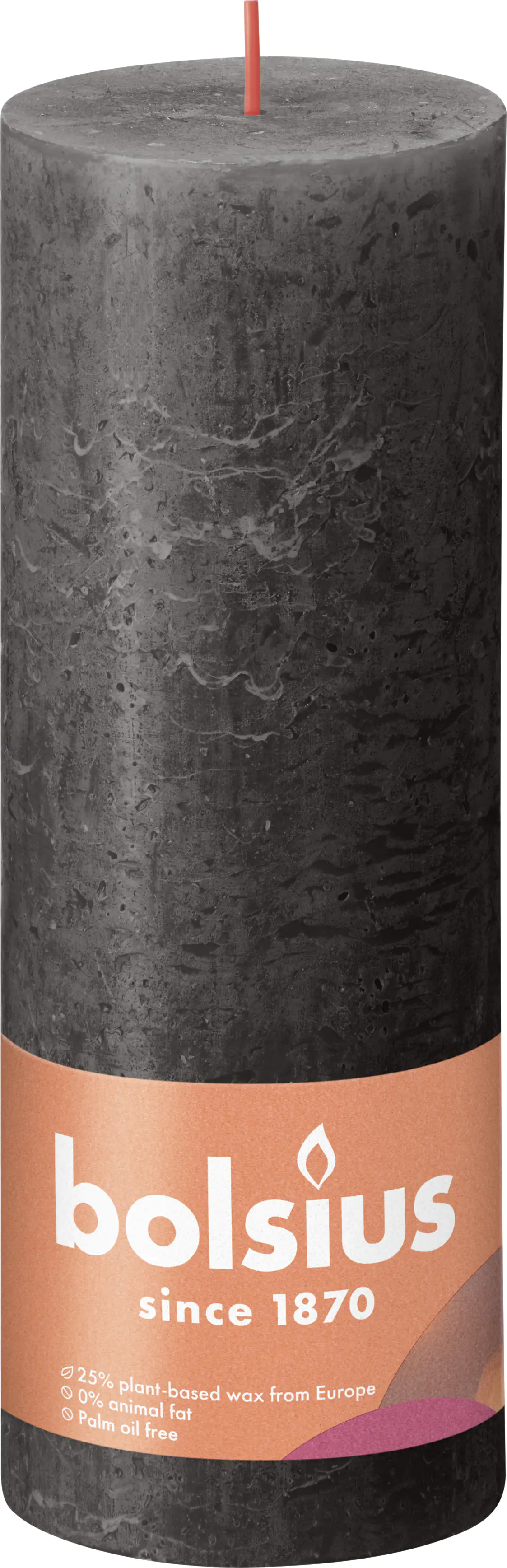 Bolsius Rustik Stumpenkerze stürmisches grau, Höhe: 19 cm, Ø 6,8 cm