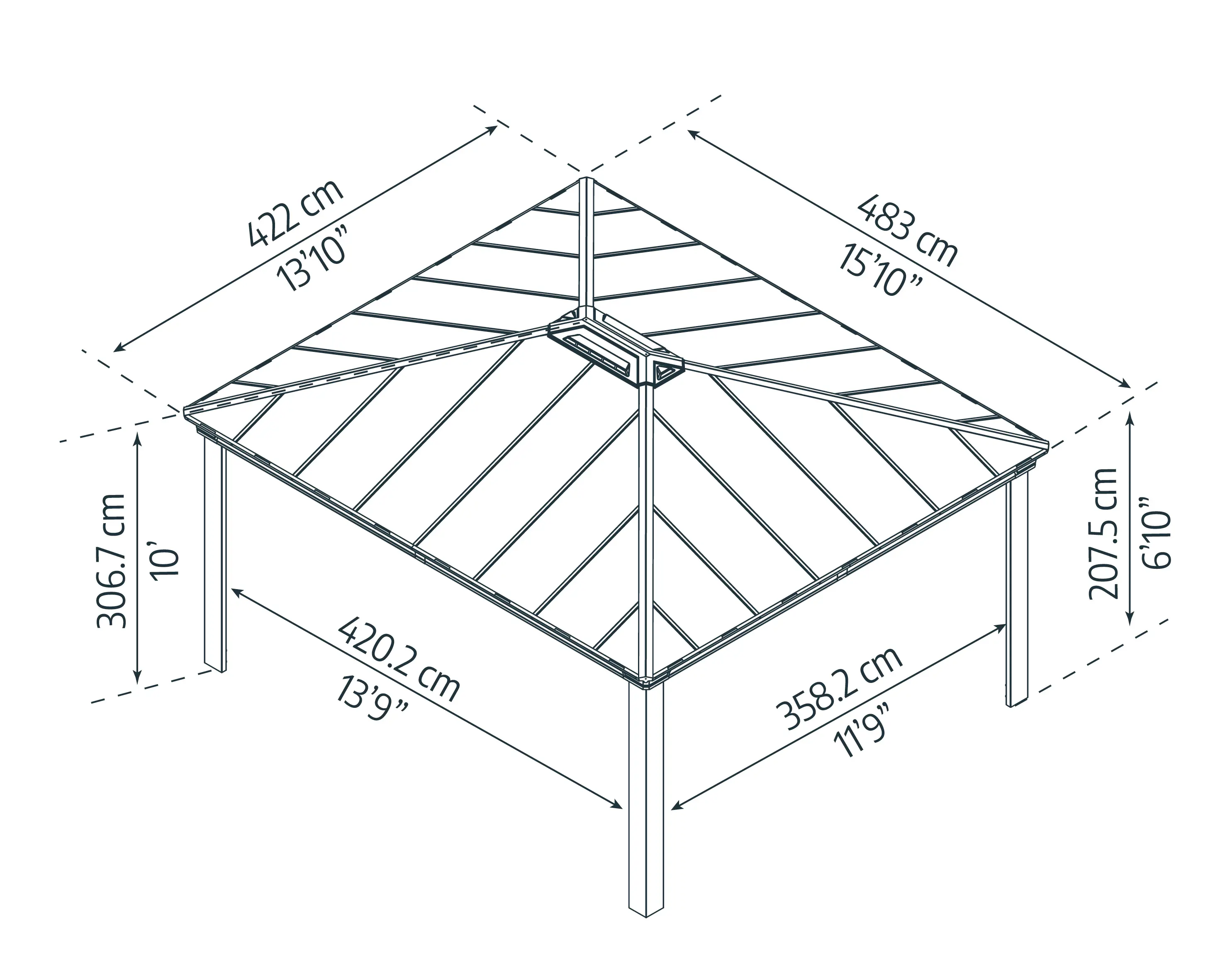 Canopia Pavillon Dallas 487 x 426 cm Aluminium anthrazit