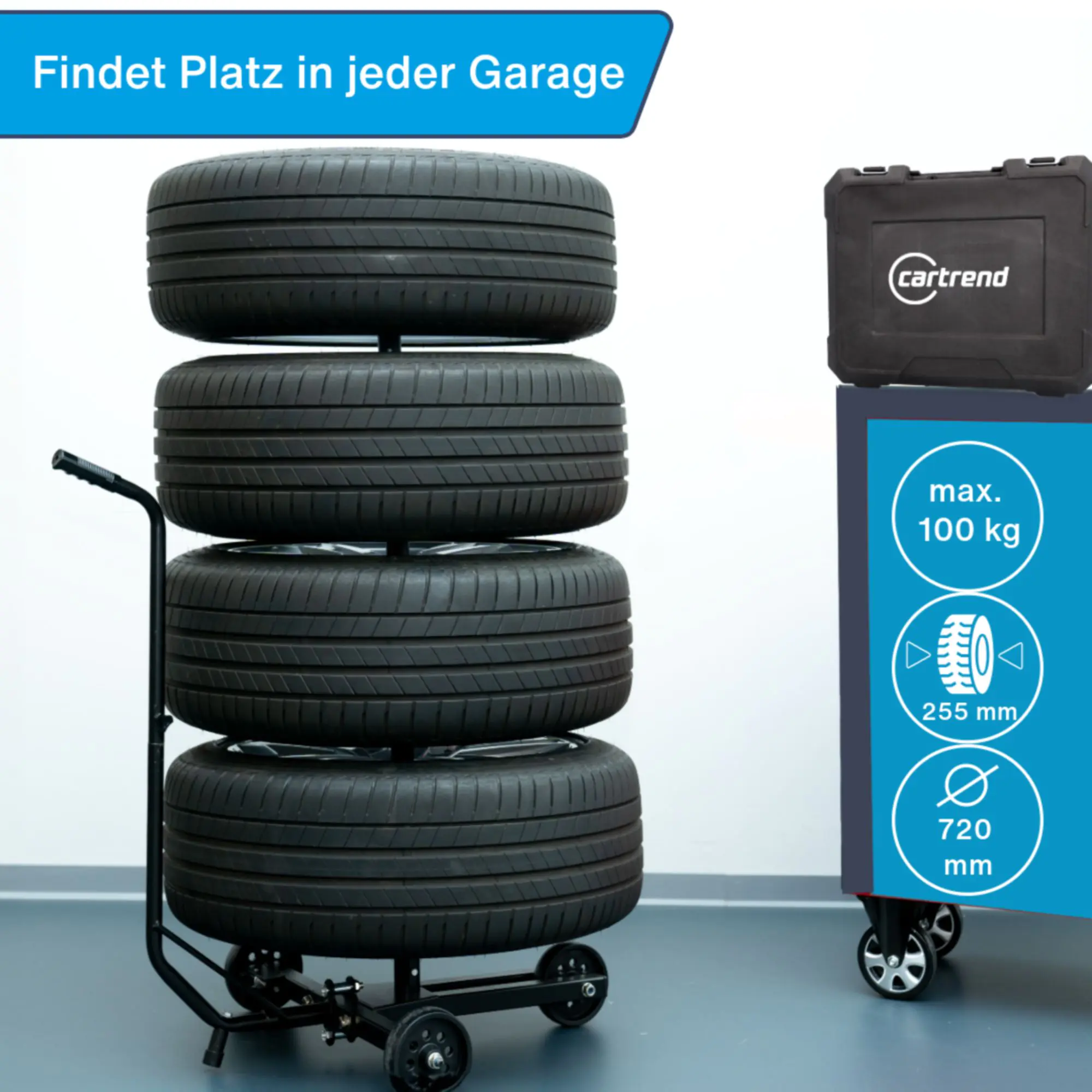 Cartrend Felgenbaum bis Reifenbreite 255 mm inkl. Reifenschutzhülle