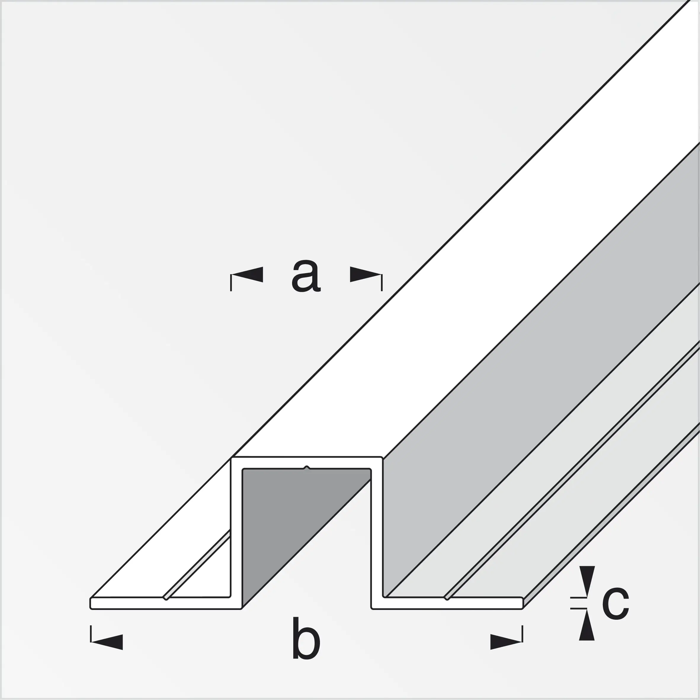 alfer Quadrat-U, 2 Schenkel 180º 1 m, 7.5 x 20.5 x 1 mm Alu roh blank