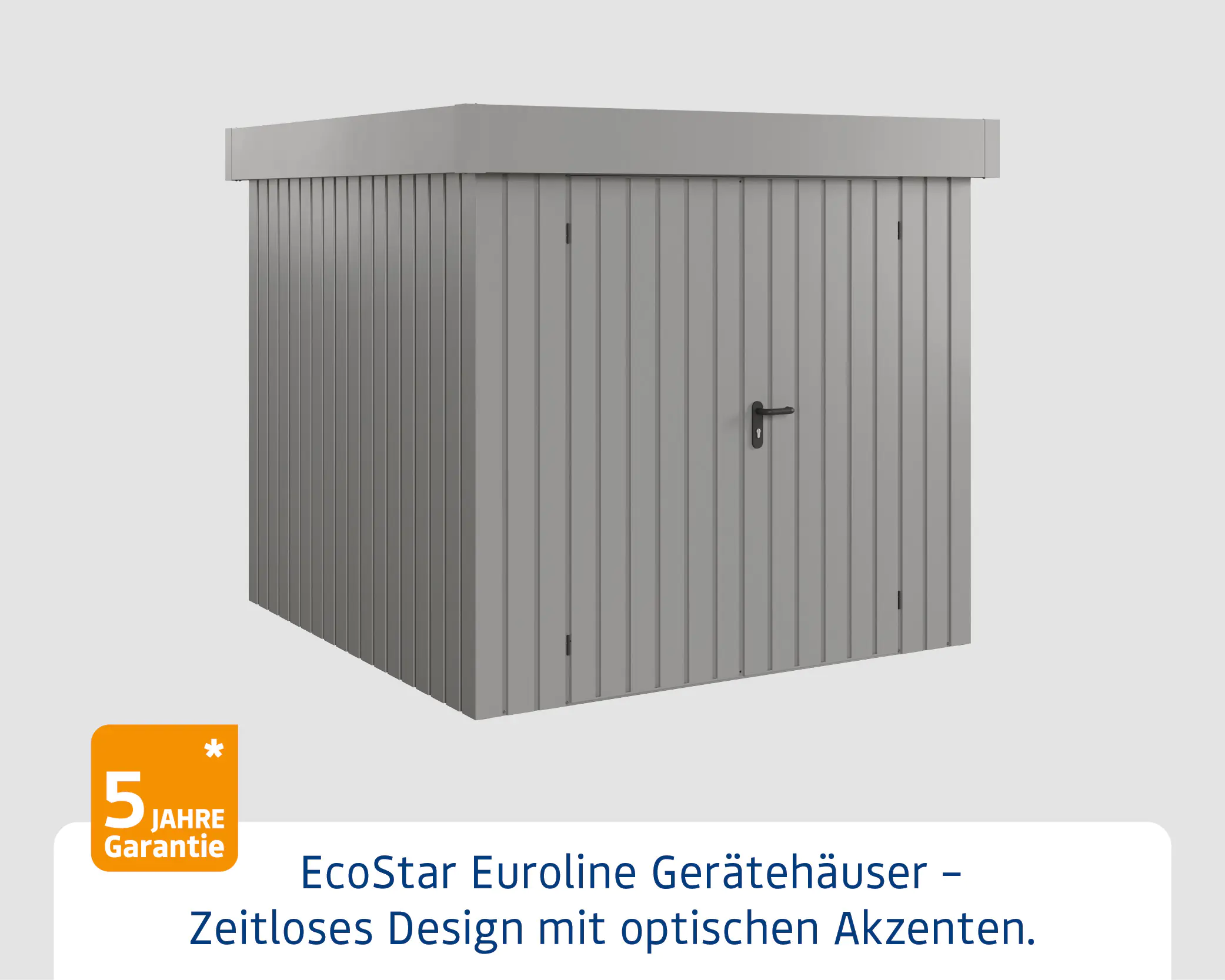 EcoStar Metallgerätehaus Euroline EFD5 aluminiumgrau 214 x 214 cm 2-flg.