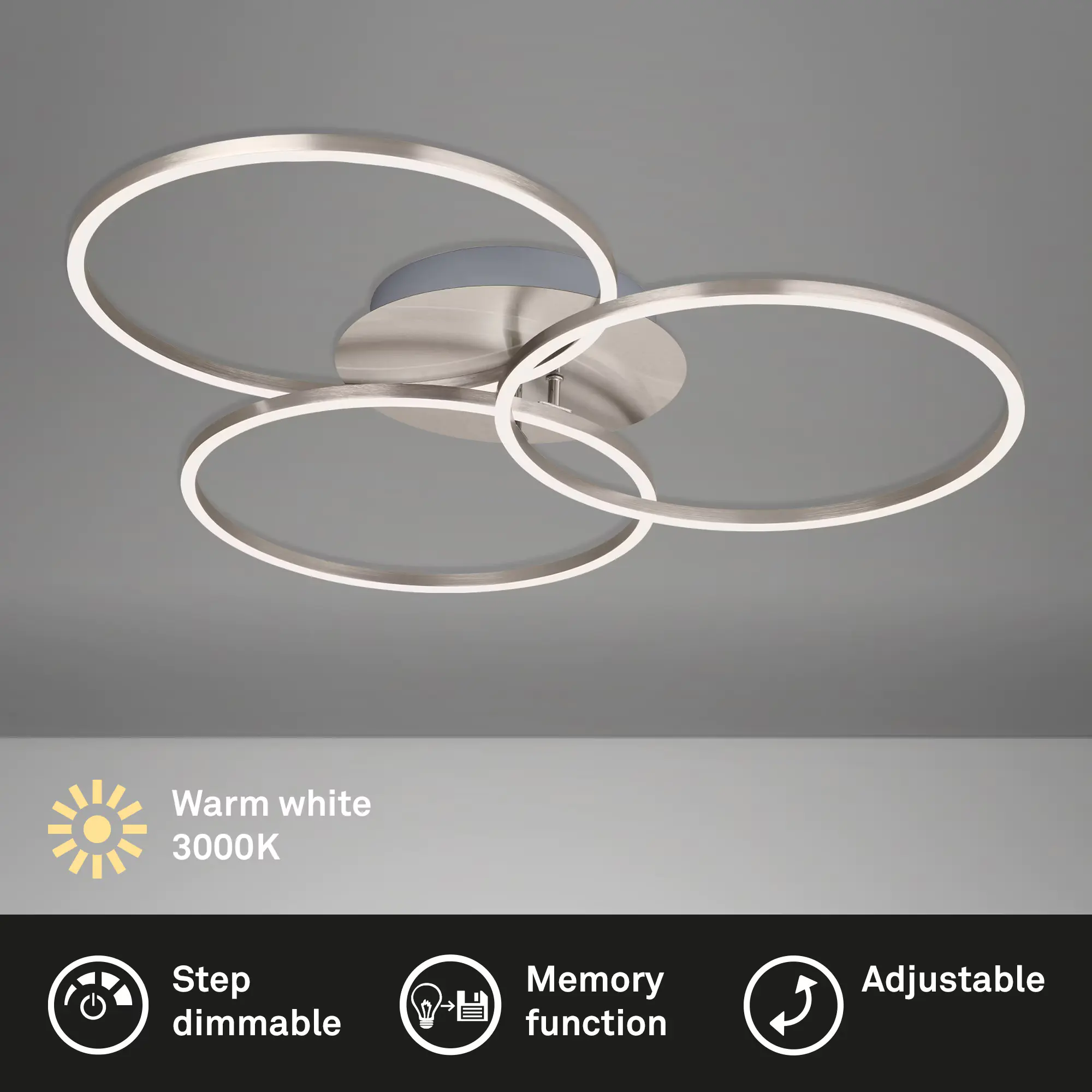 Briloner LED-Deckenleuchte Frame drehbar matt-nickel 40W