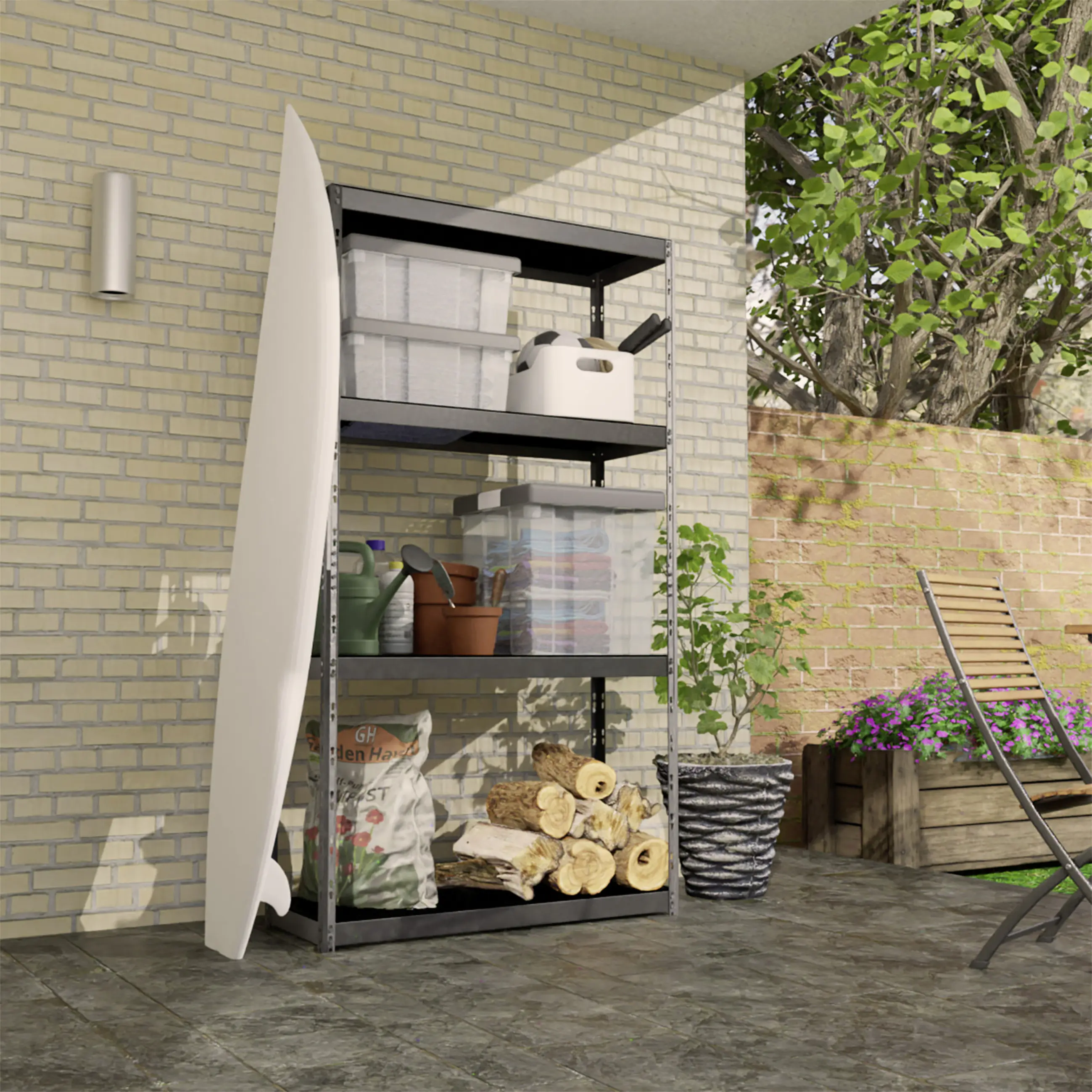 Ar Shelving Regal Rivet Allroad Kunststoff 180 x 100 cm 4 Böden 400 kg