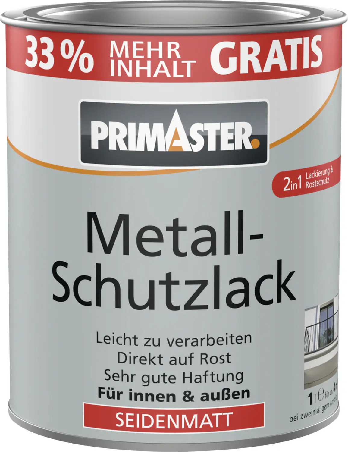 Primaster Metallschutzlack anthrazitgrau glänzend 1 L + 33% gratis