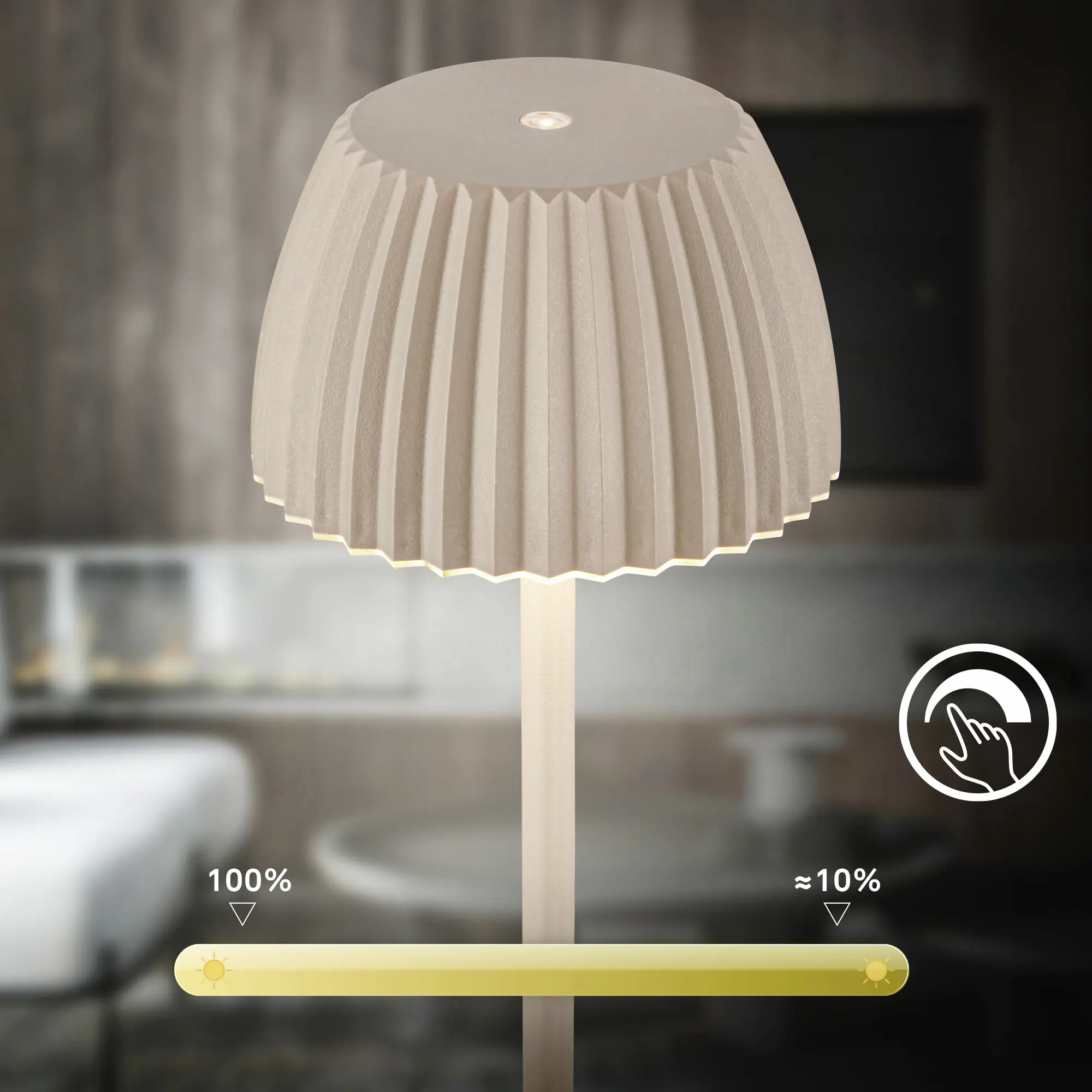 Briloner LED-Stehleuchte Riffle mit Akku beige dimmbar