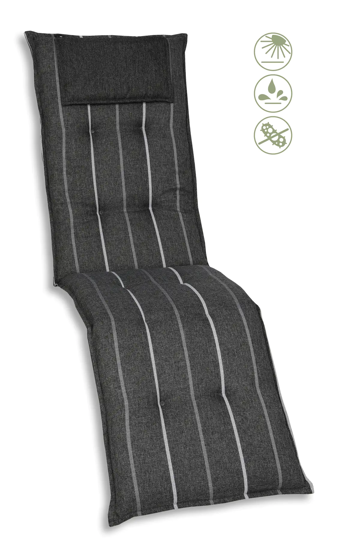 GO-DE Relax-Auflage 170 cm x 50 cm x 7 cm, grau, anthrazit