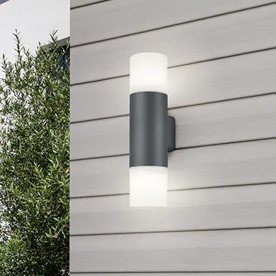 Trio Leuchten Außen-Wandleuchte Hoosic anthrazit weiß E27 Up- & Downlight