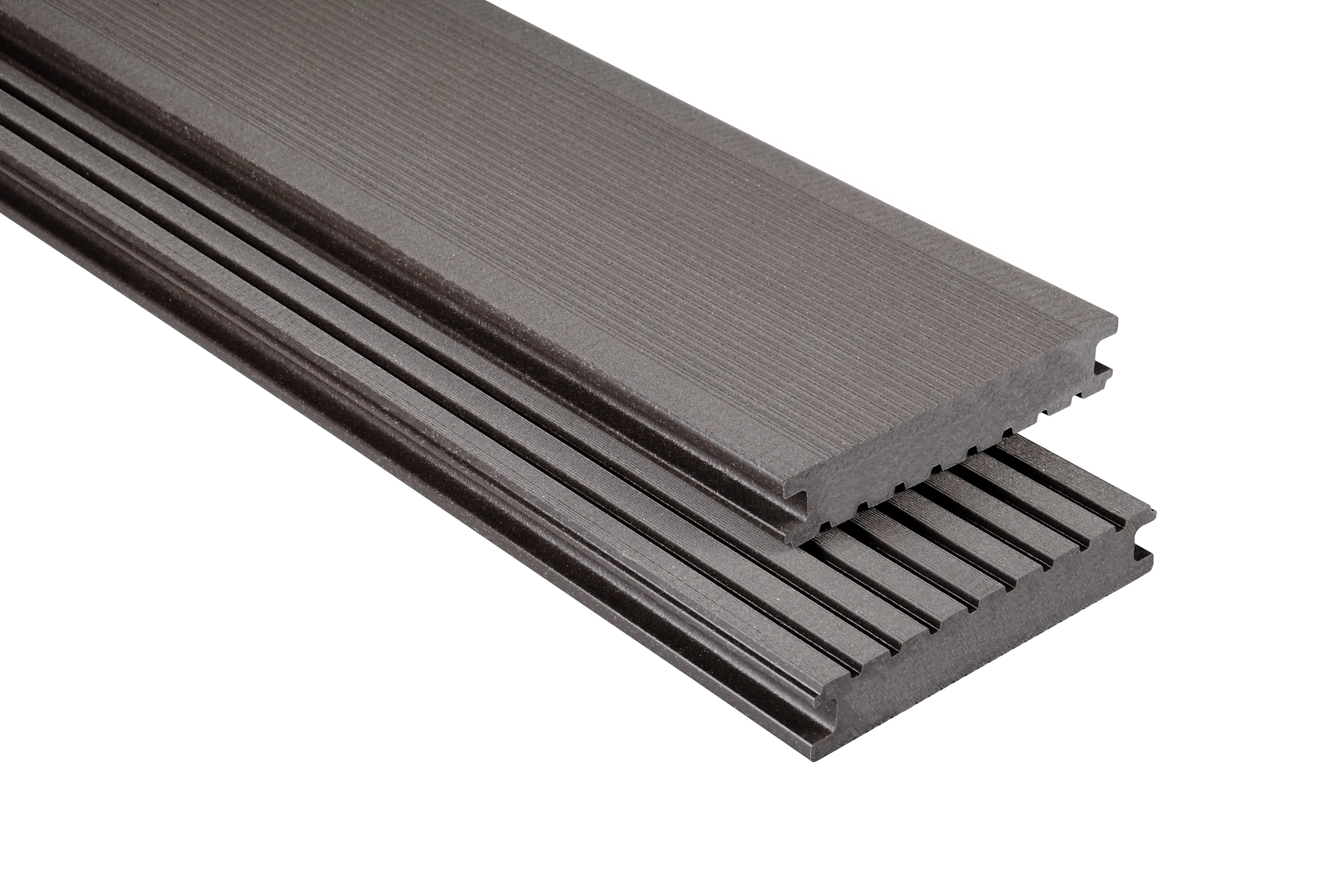 Kovalex Terrassendiele WPC Standard Massiv 14,5 x 2,6 cm graubraun gebürstet Meterware