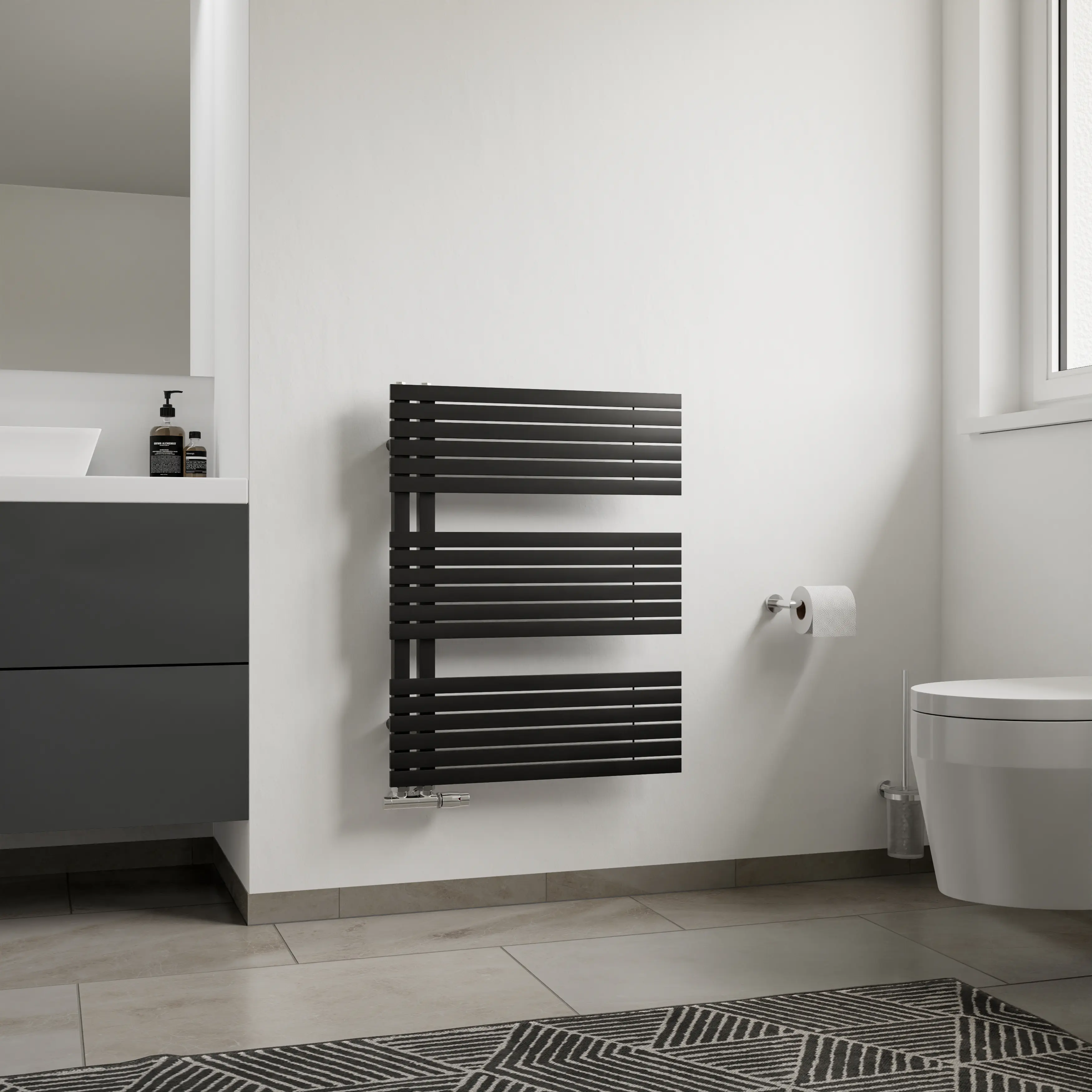 Ximax Handtuchheizkörper P2-Open Slim 76,5 x 60 cm 405 Watt schwarz matt