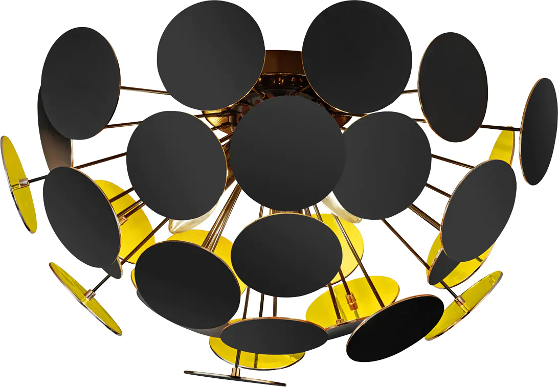 Trio Leuchten Deckenleuchte Discalgo Metall schwarz/gold E14 40 W Ø 54 cm