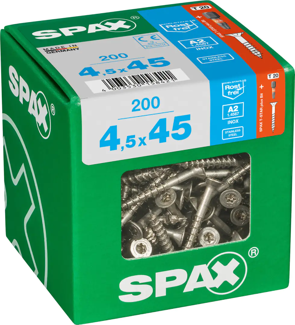 Spax Universalschrauben 4.5 x 45 mm TX 20 - 200 Stück Edelstahl