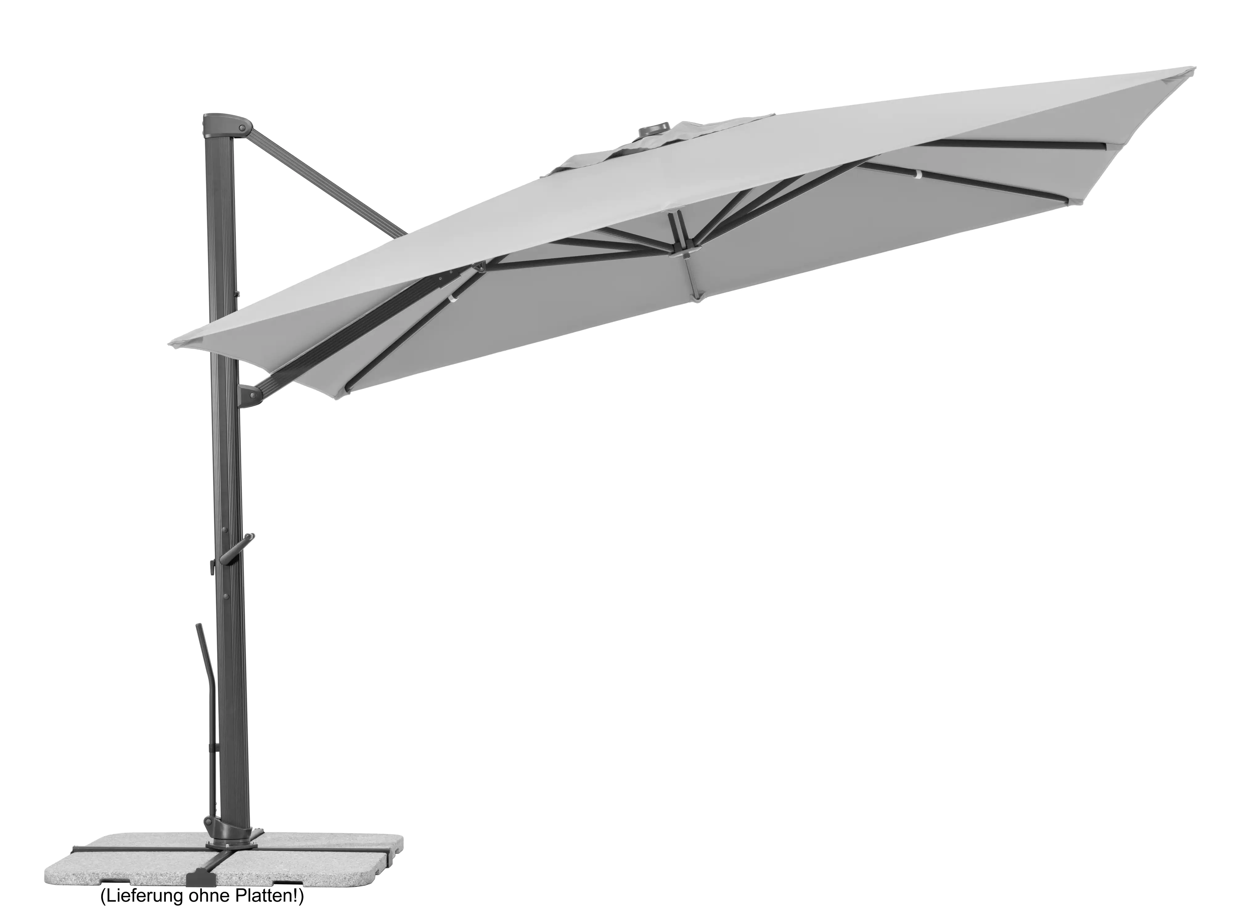 Schneider Ampelschirm Rhodos Smart silbergrau 300 x 300 cm inkl. Sonnenschirmhülle