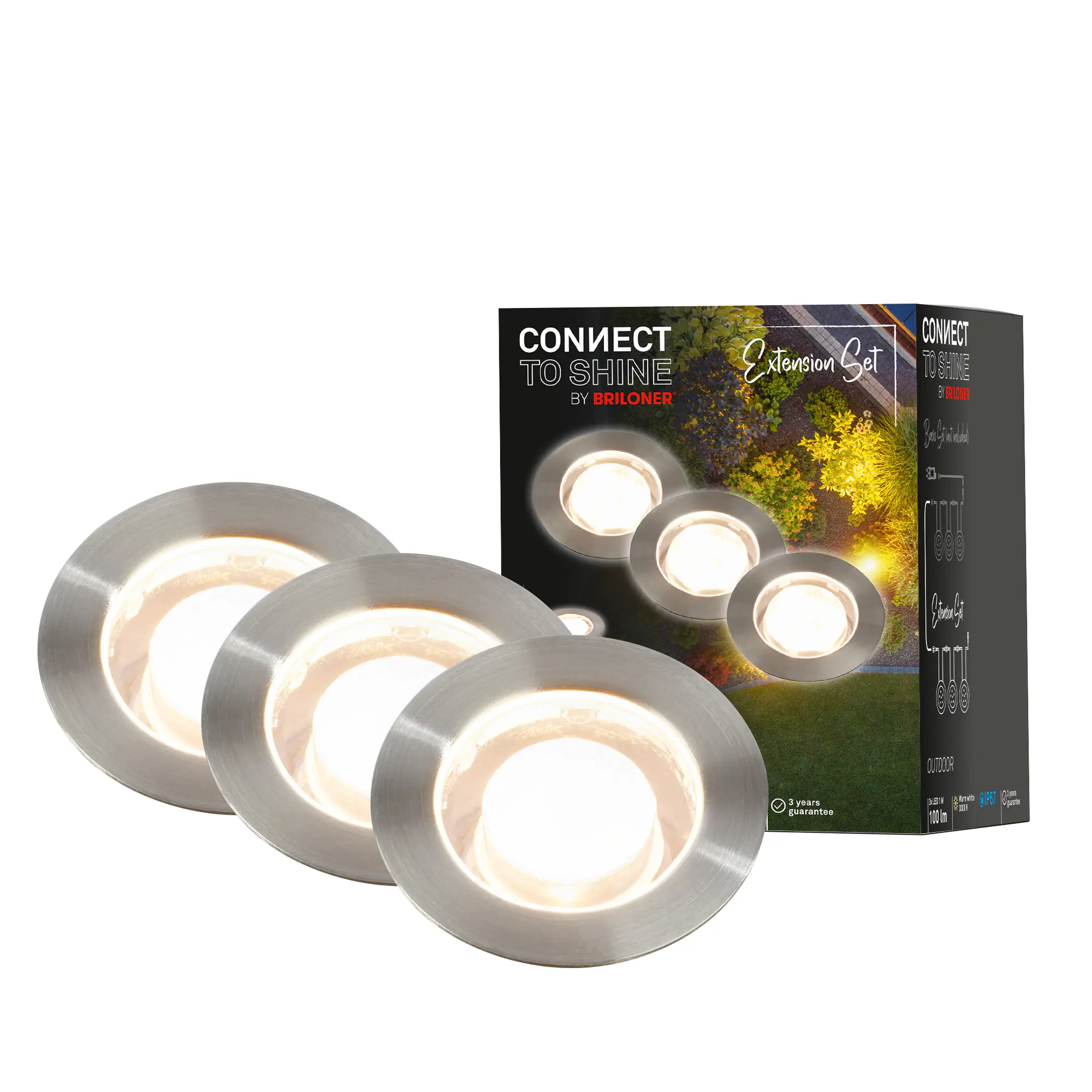 Briloner LED Boden-Einbaustrahler Connect to Shine3er Ergänzungsset 3x 1W warmweiß