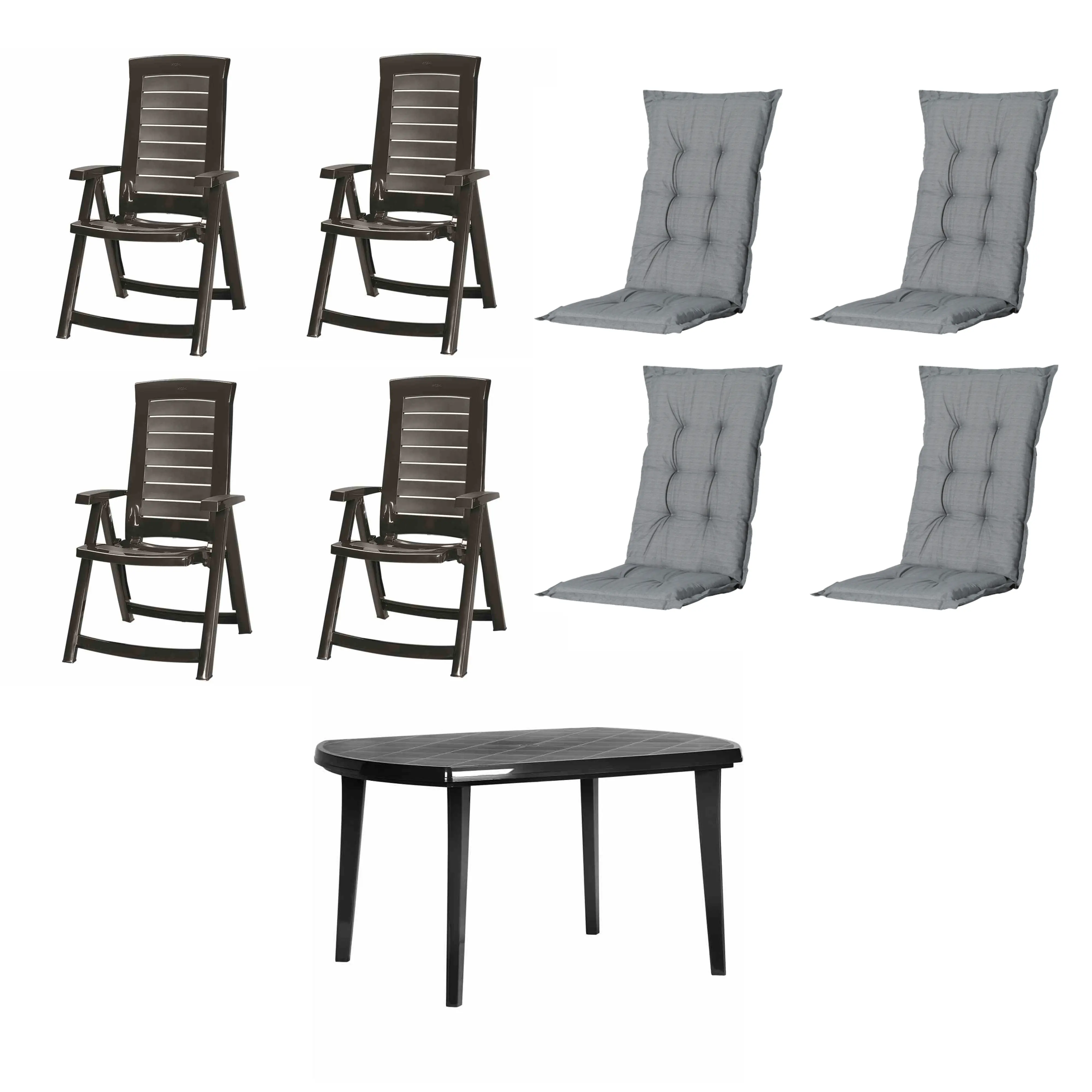Jardin Garten-Essgruppe Aruba + Elise 4 Personen Kunststoff graphit/grau
