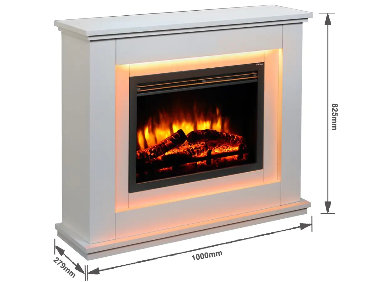 Primaster Elektrokamin weiß matt Montreal 2000 Watt 100 x 82,5 cm