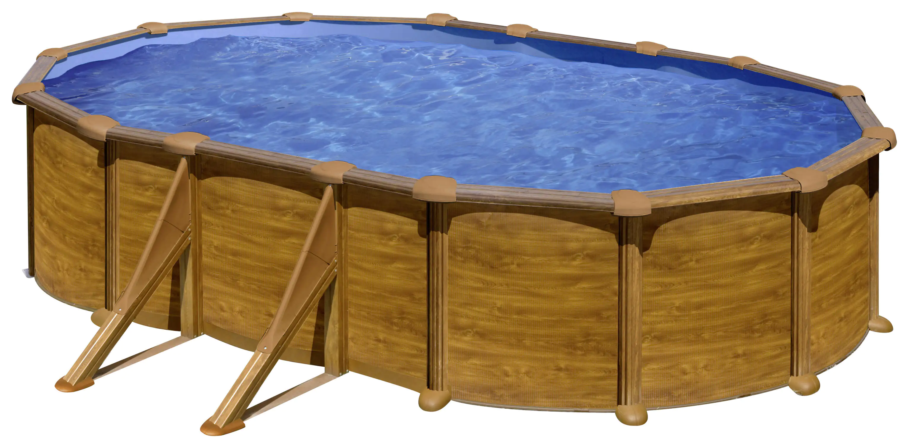 Gre Stahlwandpool Mauritius oval 500 x 300 x 132 cm Holzdekor