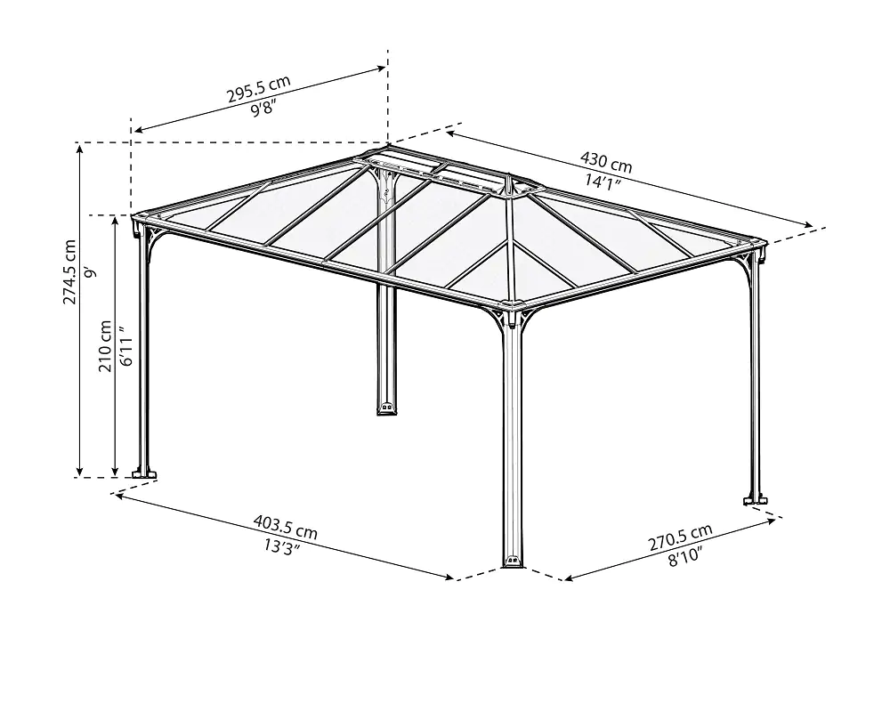 Canopia Pavillon Martinique 430 x 296 cm grau