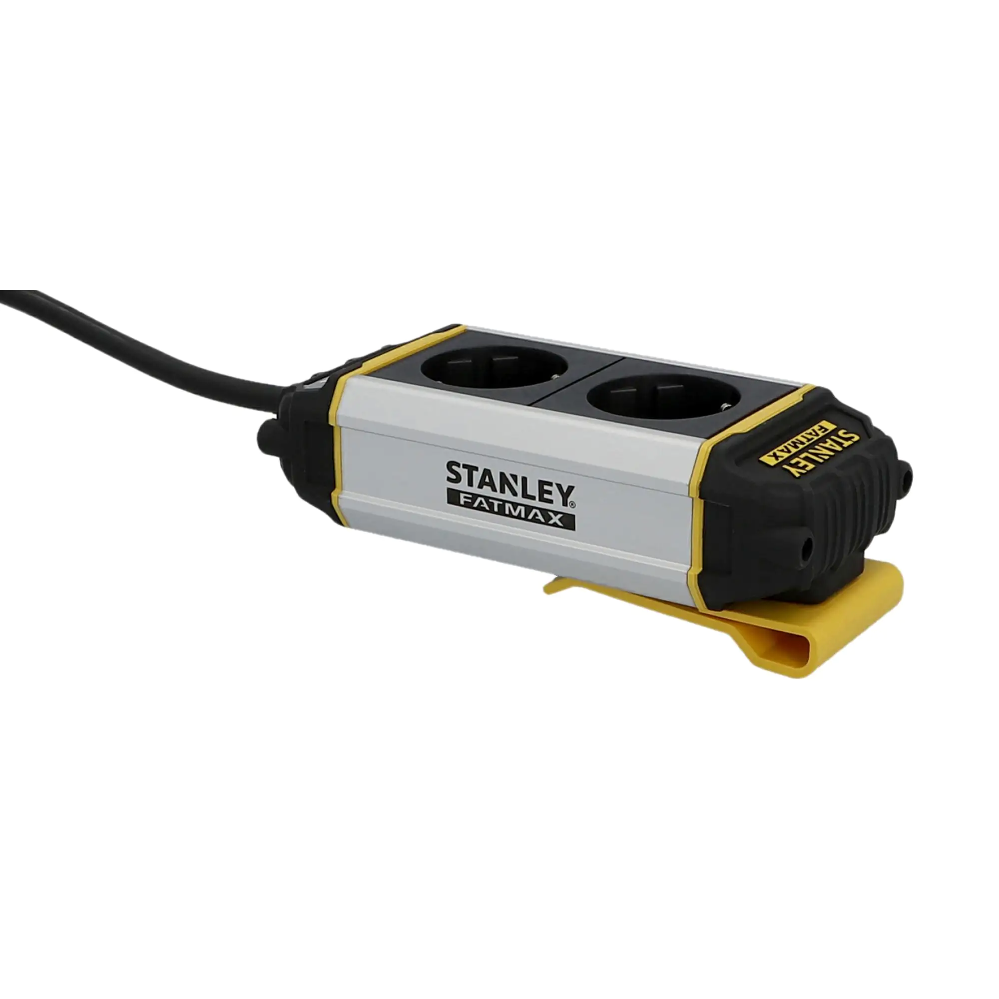 Stanley Steckdosenleiste 2-fach 5m mit Befestigungsclip, schwarz