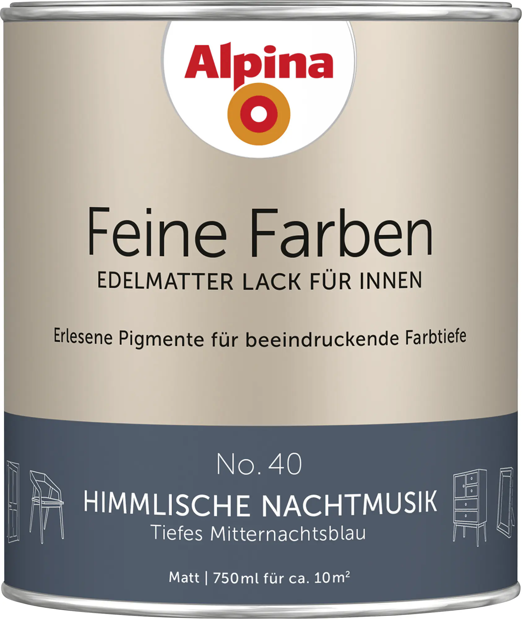 Alpina Feine Farben Lack No. 40 Himmlische Nachtmusik - mitternachtsblau 750 ml