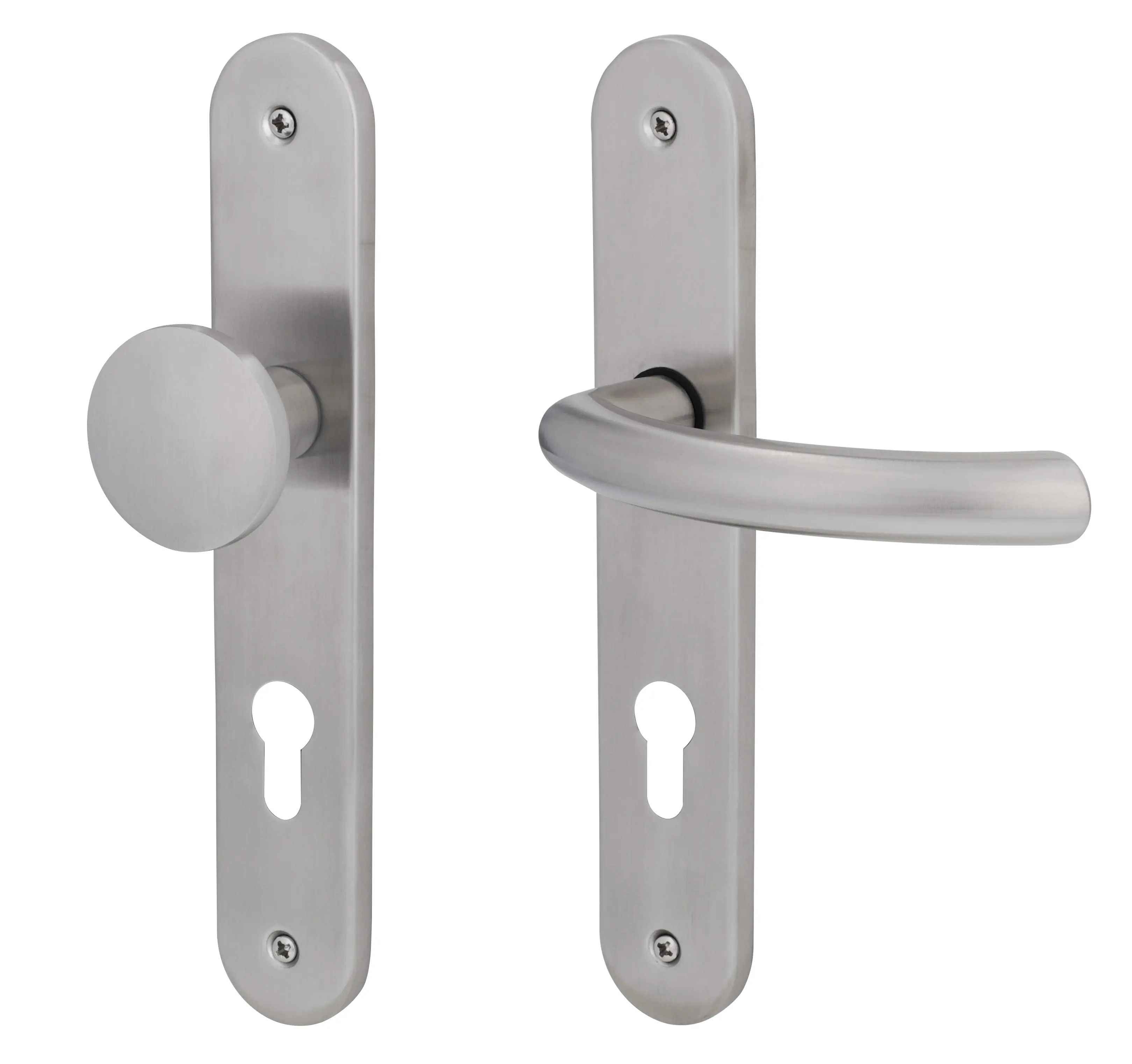 Südmetall Türgriff-Garnitur Langschild Jillian PZ Edelstahl satiniert Drücker rechts silber 235 x 40 mm