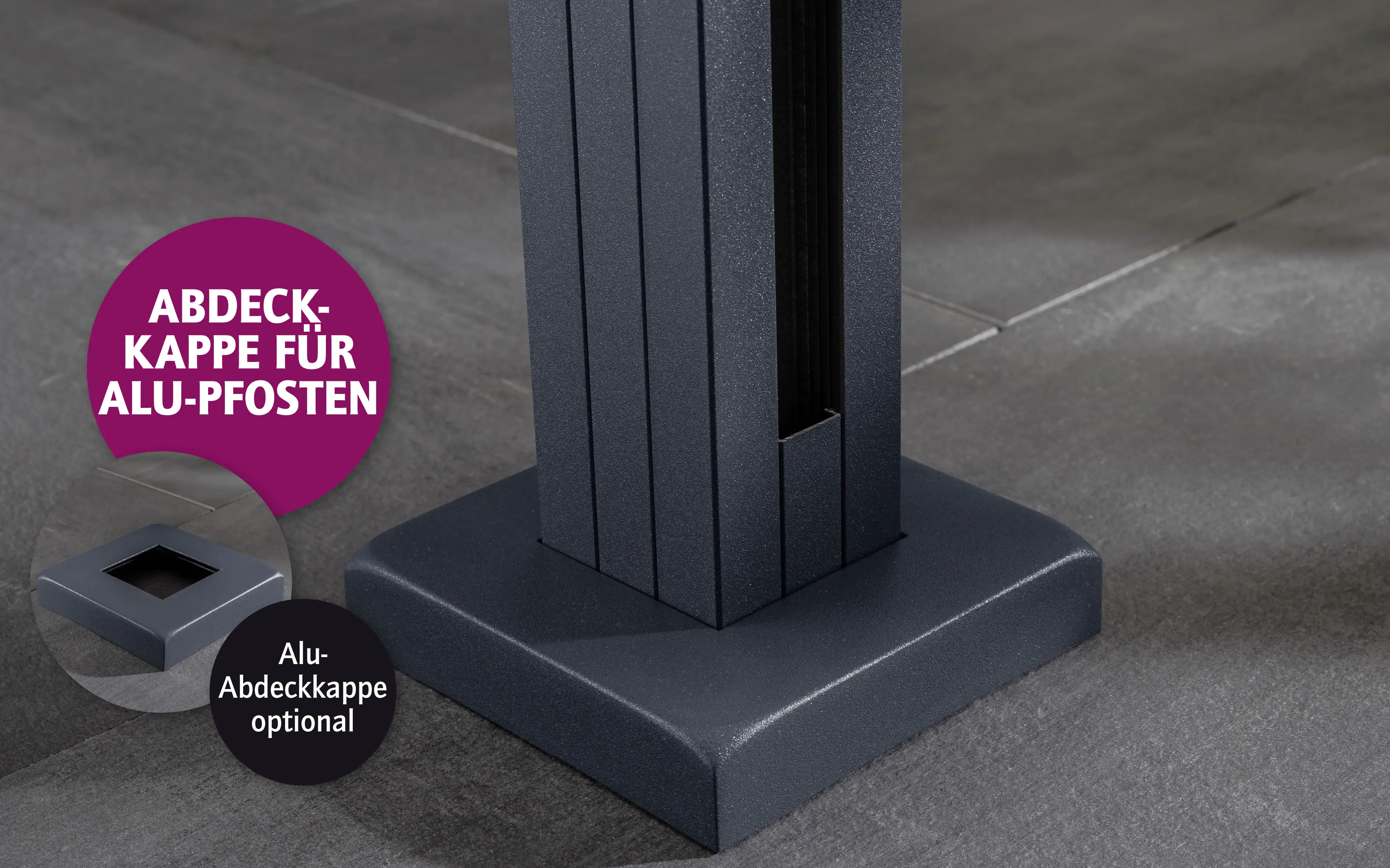 Ambiente Aluminium Abdeckkappe unten B x H: 14,5 cm x 14,5 cm, 28 mm stark