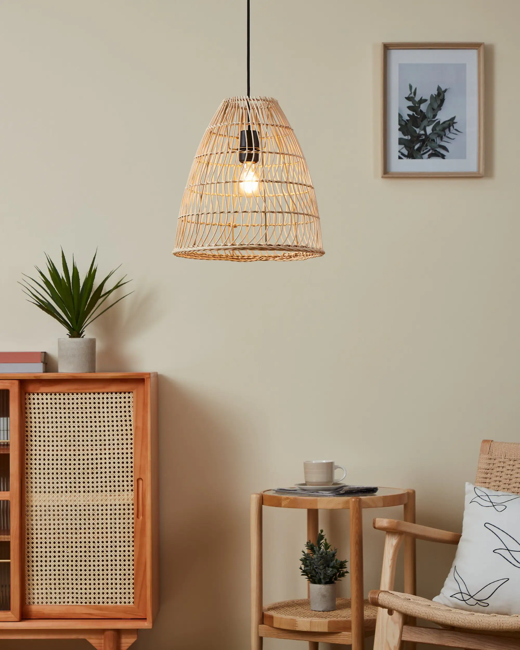 Eglo Pendelleuchte Ayesgarth schwarz natur 33 x 110 cm E27