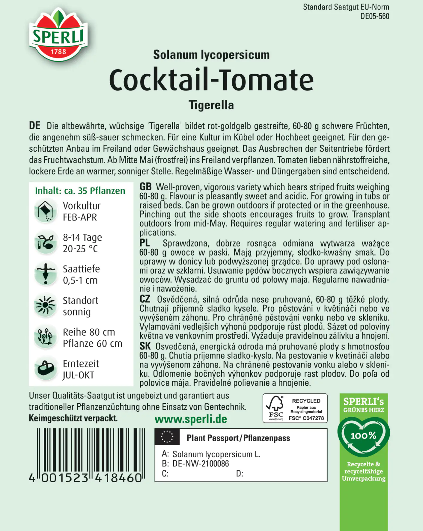 Sperli Cocktail-Tomate Tigerella