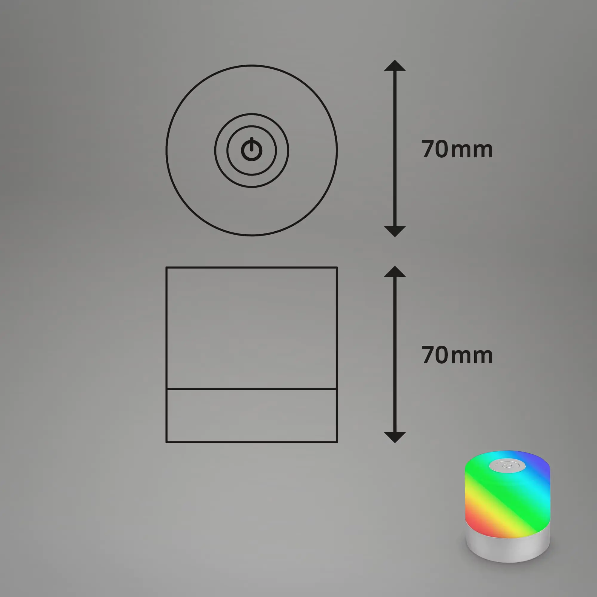 Di-KA Akku Tischleuchte SMAL 1,5W, RGB-Touchsteuerung, chrom