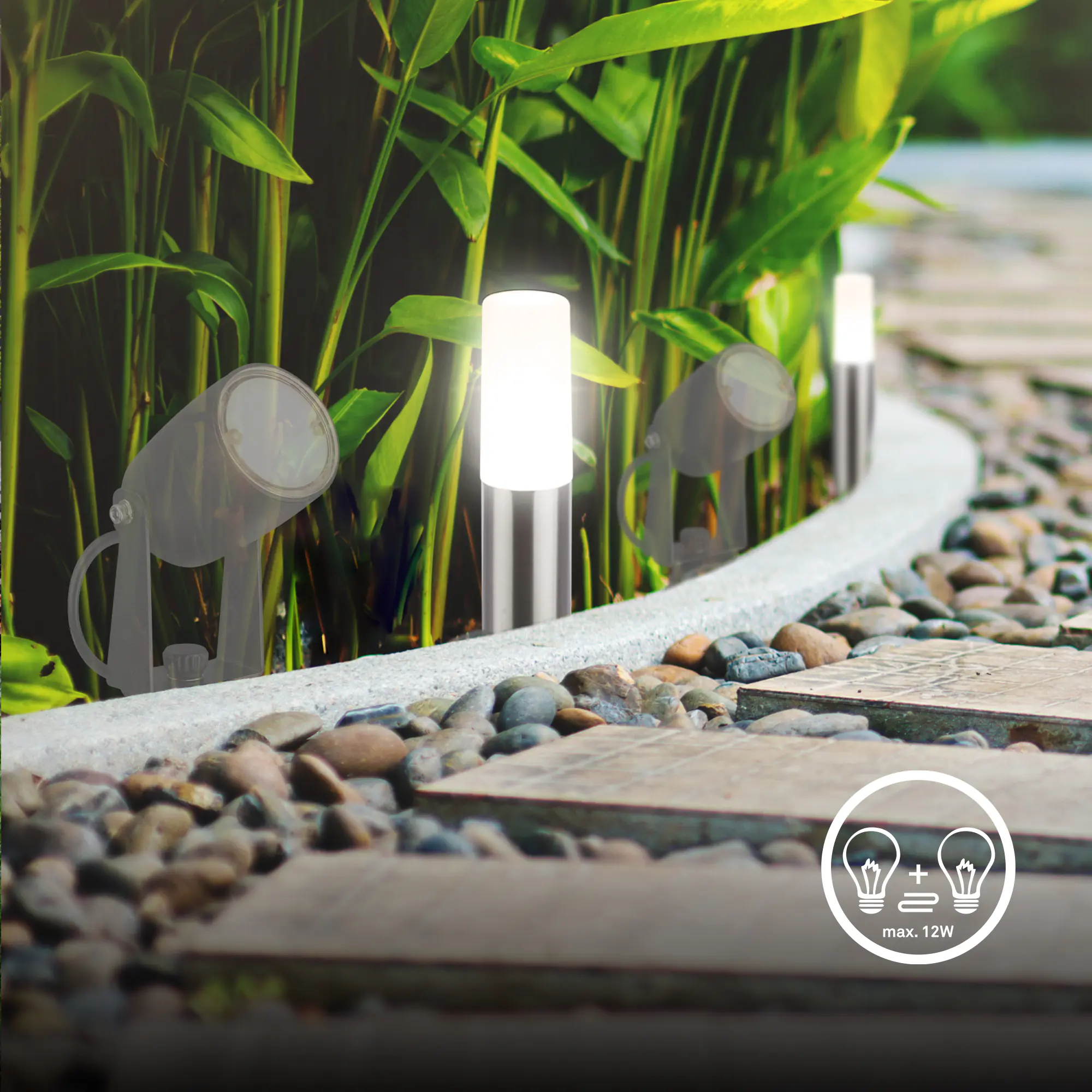 Briloner LED Außen-Bodenstrahler Junca Connect to Shine 3er Starterset 3W warmweiß