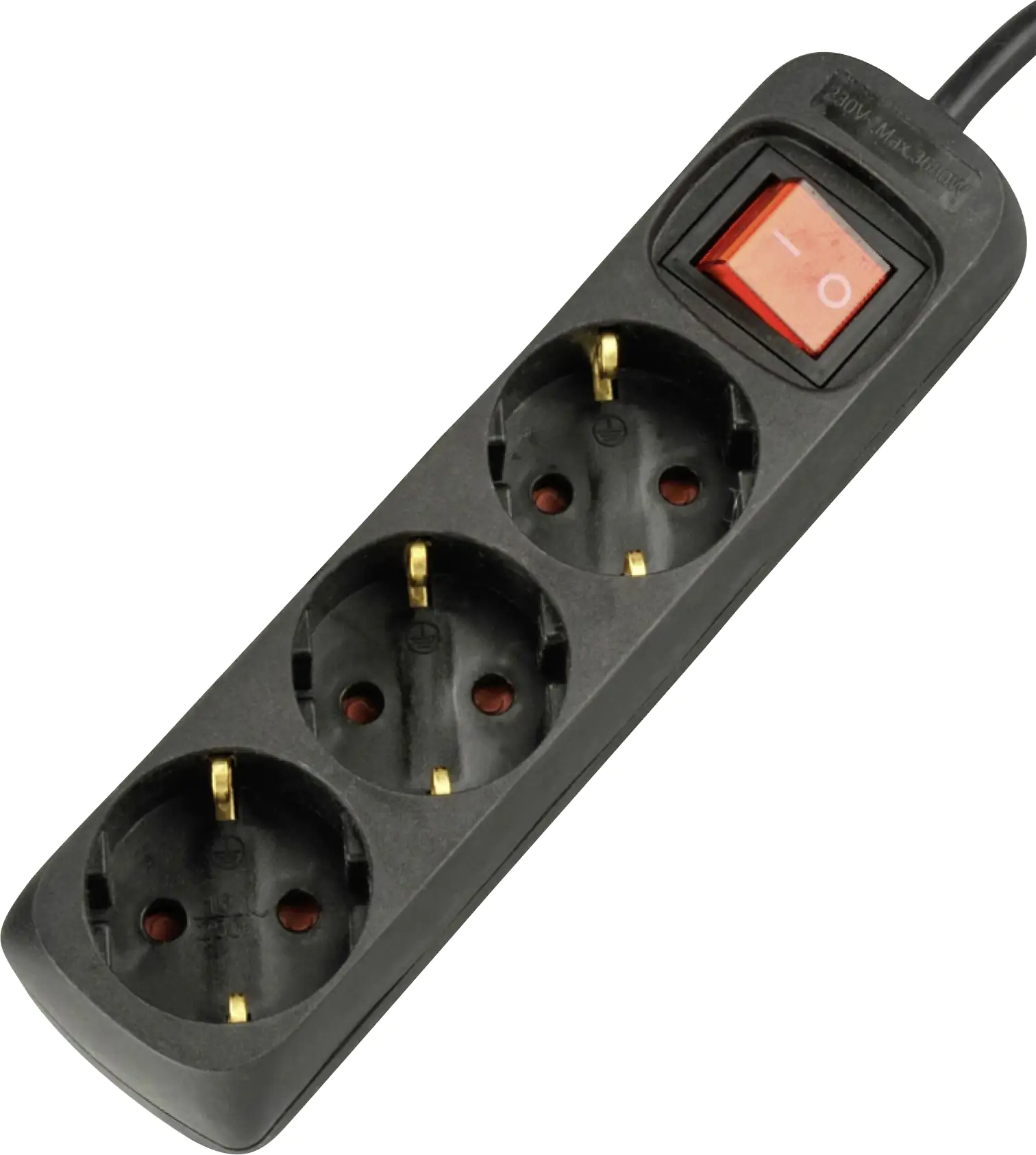 Unitec Steckdosenleiste 3-fach 3m, mit Schalter, schwarz